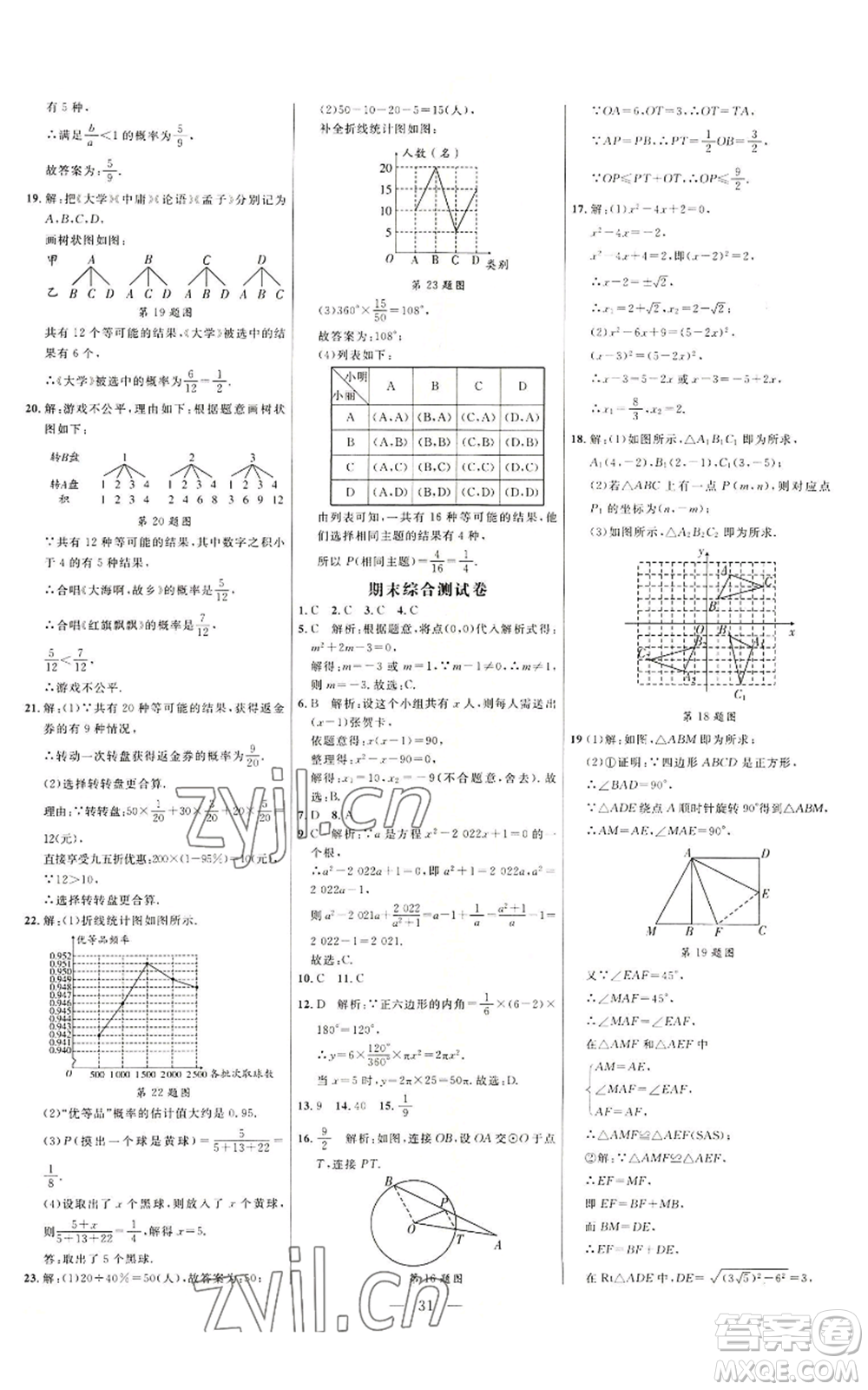 延邊大學出版社2022細解巧練九年級上冊數(shù)學人教版參考答案