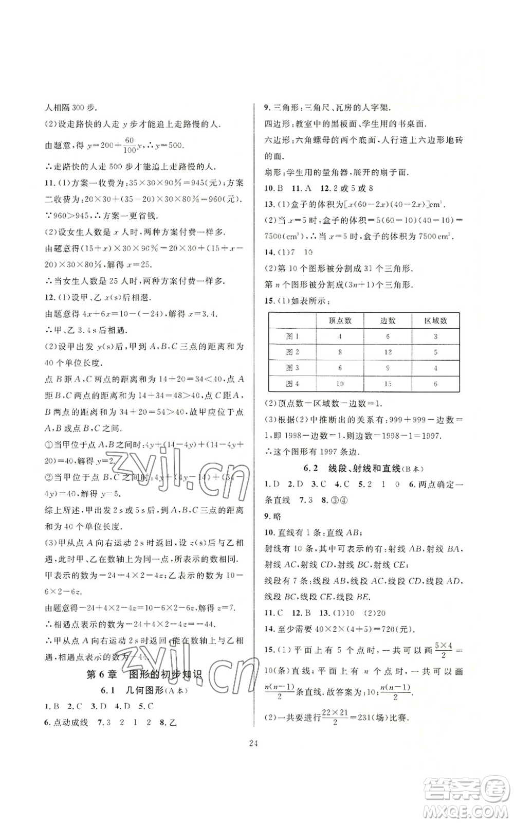 浙江教育出版社2022全優(yōu)新同步七年級上冊數(shù)學浙教版A本參考答案