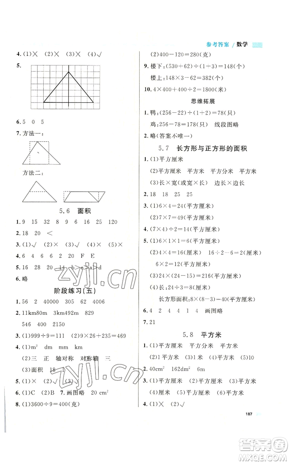 天津人民出版社2022上海作業(yè)三年級(jí)第一學(xué)期數(shù)學(xué)通用版參考答案