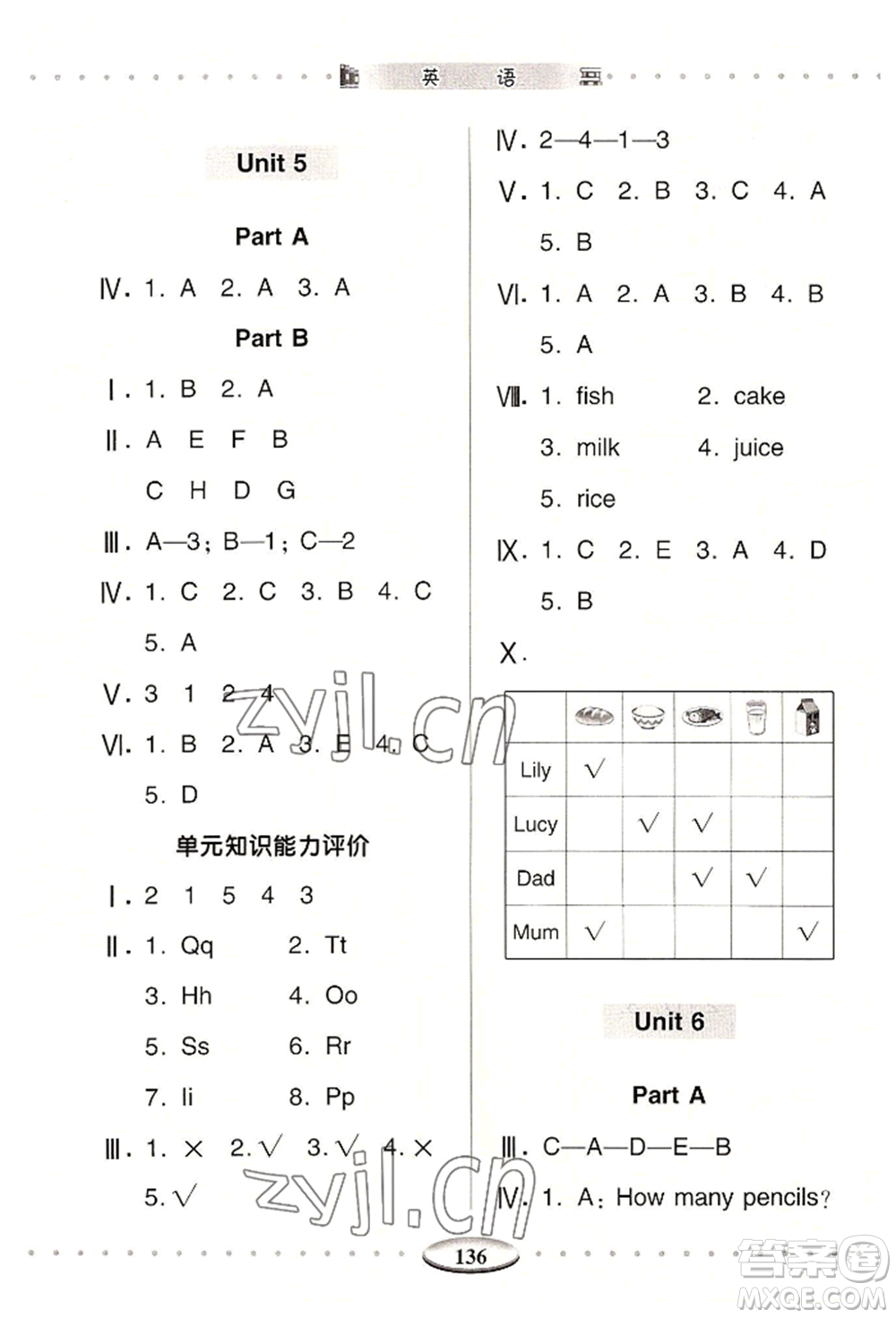 青島出版社2022智慧學(xué)習(xí)三年級上冊英語通用版參考答案