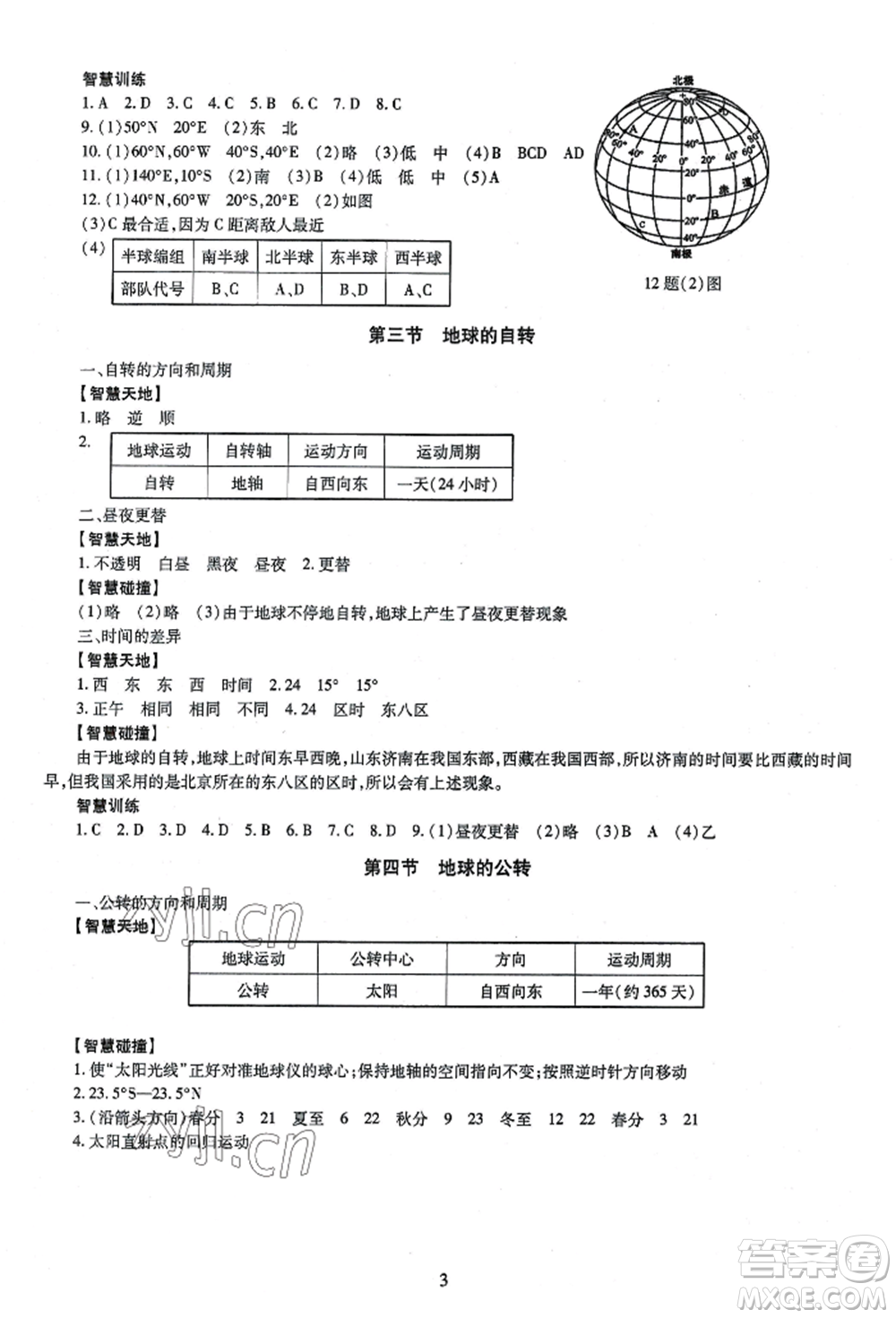 明天出版社2022智慧學(xué)習(xí)導(dǎo)學(xué)練七年級上冊地理人教版參考答案