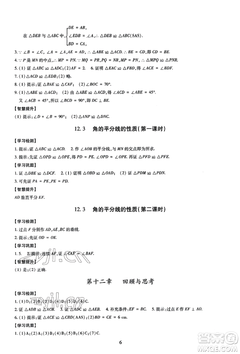 明天出版社2022智慧學習導學練八年級上冊數(shù)學人教版參考答案