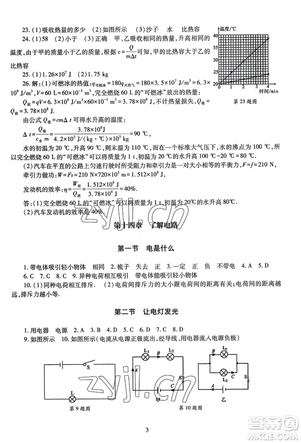 明天出版社2022智慧學(xué)習(xí)導(dǎo)學(xué)練九年級(jí)物理人教版參考答案