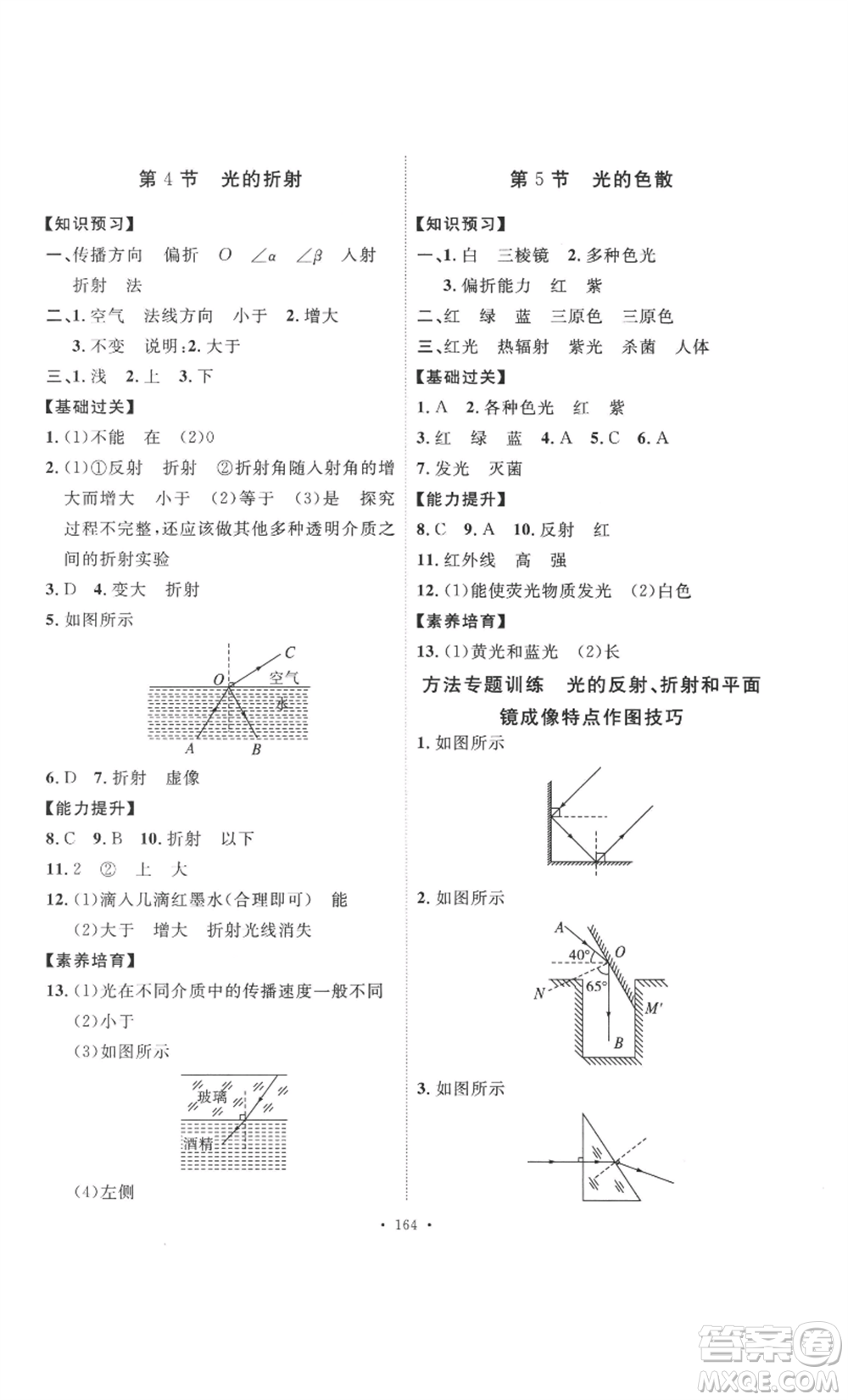 安徽人民出版社2022思路教練同步課時作業(yè)八年級上冊物理人教版參考答案