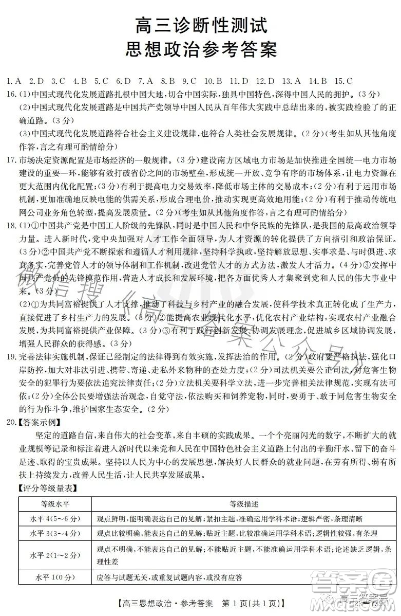 山東2023屆高三金太陽11月聯(lián)考23139C思想政治試卷答案
