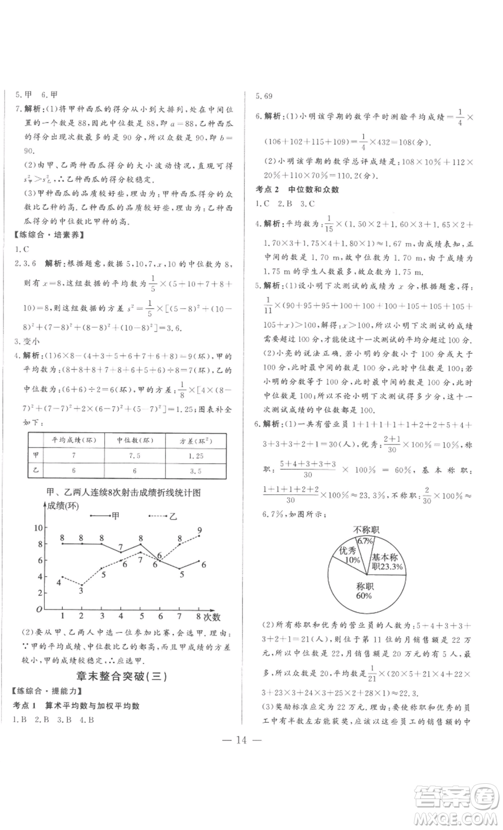 山東文藝出版社2022綜合訓(xùn)練初中課堂同步訓(xùn)練五四學(xué)制八年級(jí)上冊(cè)數(shù)學(xué)魯教版參考答案