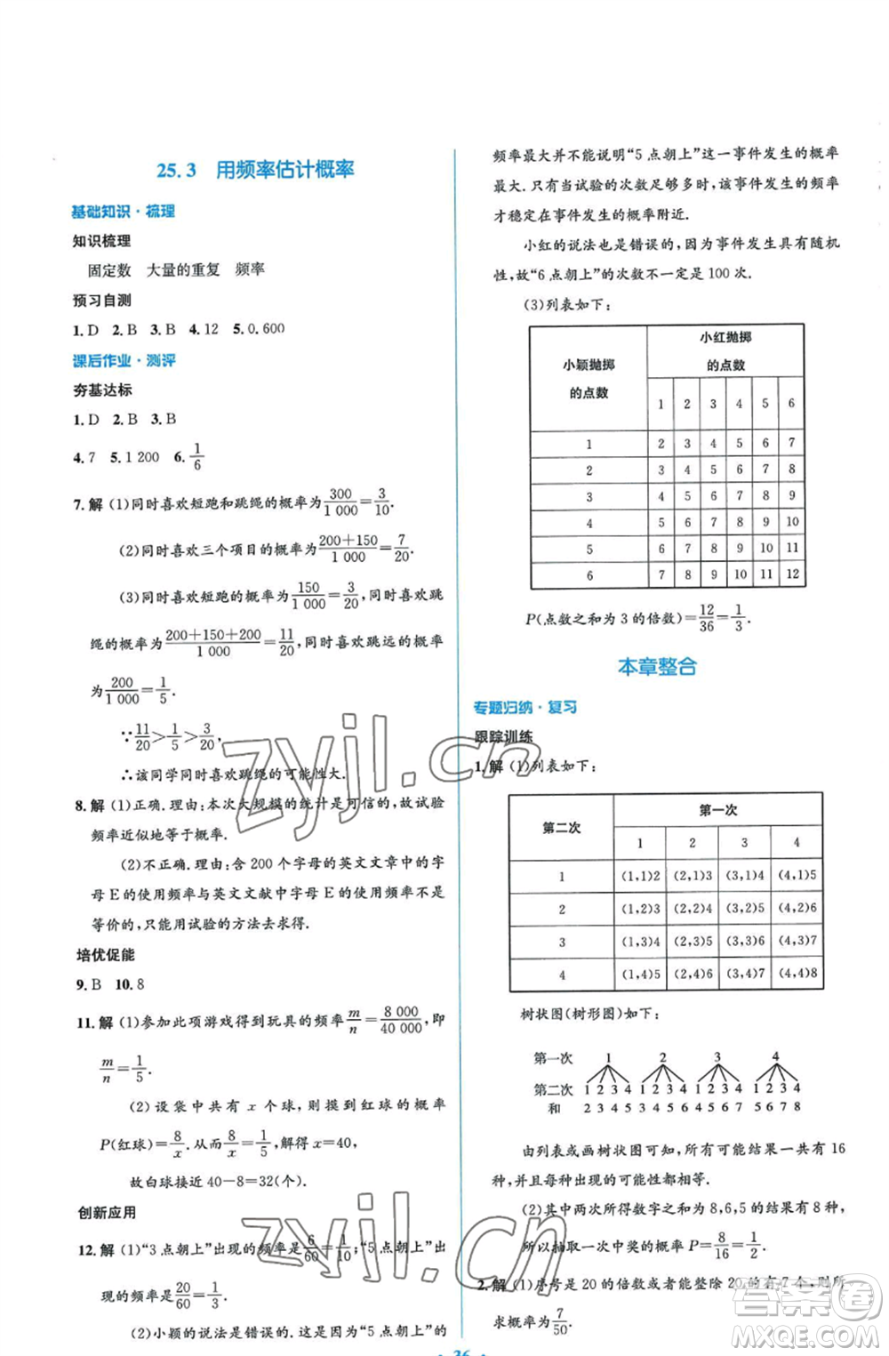 人民教育出版社2022人教金學(xué)典同步解析與測(cè)評(píng)學(xué)考練九年級(jí)上冊(cè)數(shù)學(xué)人教版參考答案