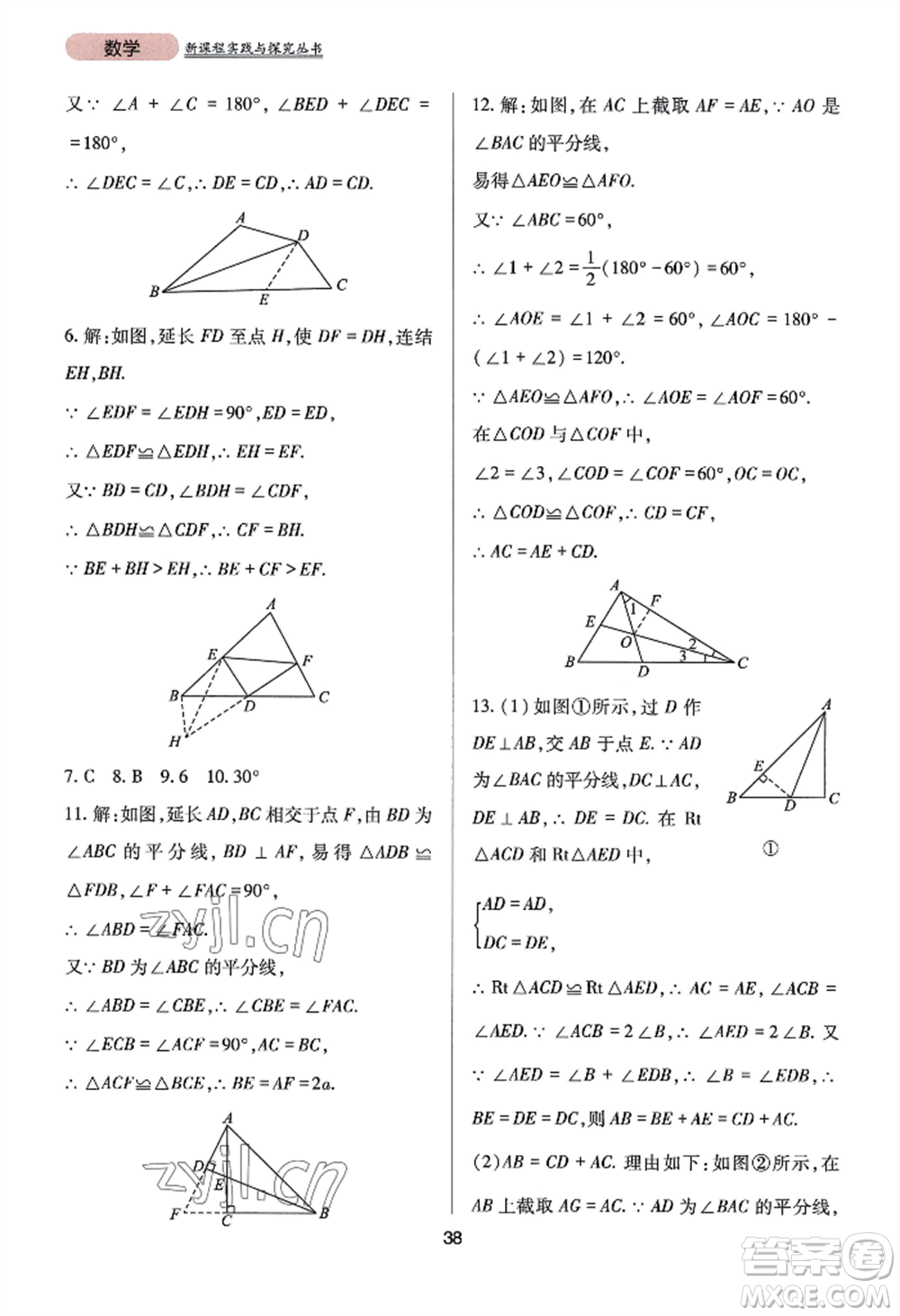 四川教育出版社2022新課程實(shí)踐與探究叢書八年級(jí)上冊(cè)數(shù)學(xué)華師大版參考答案