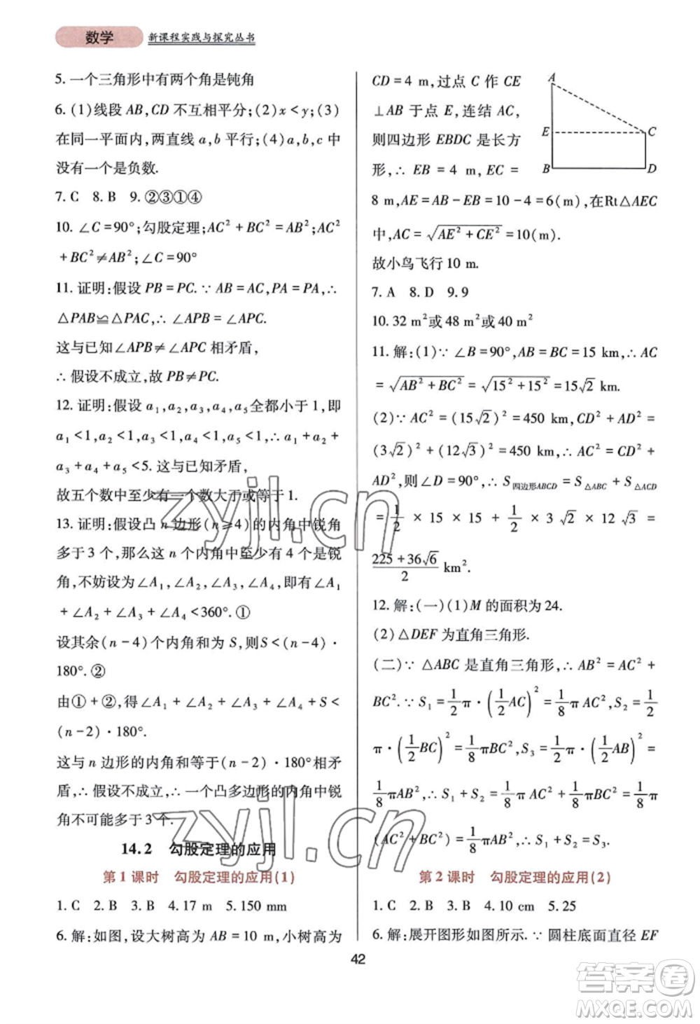 四川教育出版社2022新課程實(shí)踐與探究叢書八年級(jí)上冊(cè)數(shù)學(xué)華師大版參考答案