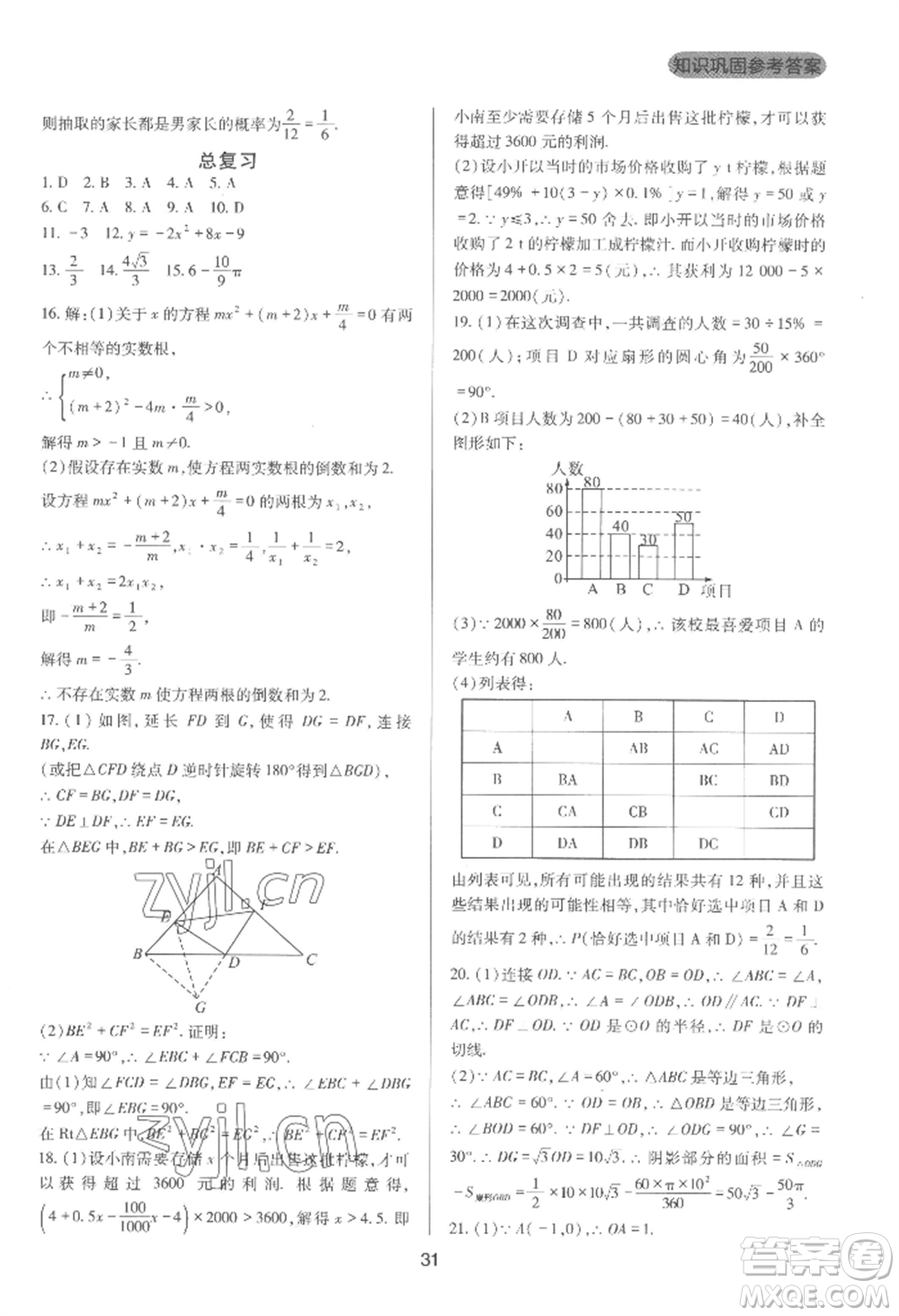 四川教育出版社2022新課程實踐與探究叢書九年級上冊數(shù)學(xué)人教版參考答案
