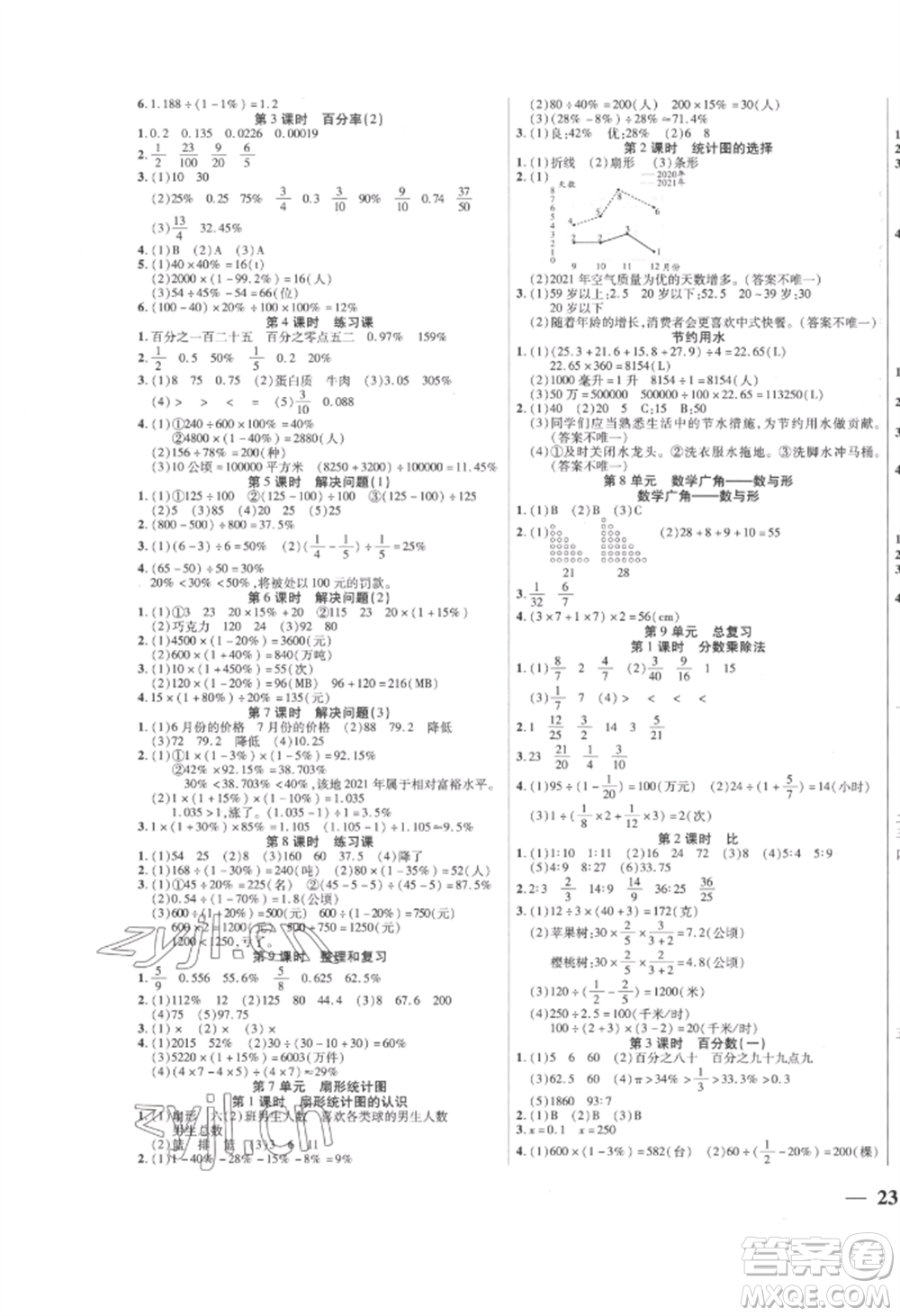 陽(yáng)光出版社2022激活思維智能訓(xùn)練六年級(jí)上冊(cè)數(shù)學(xué)人教版參考答案