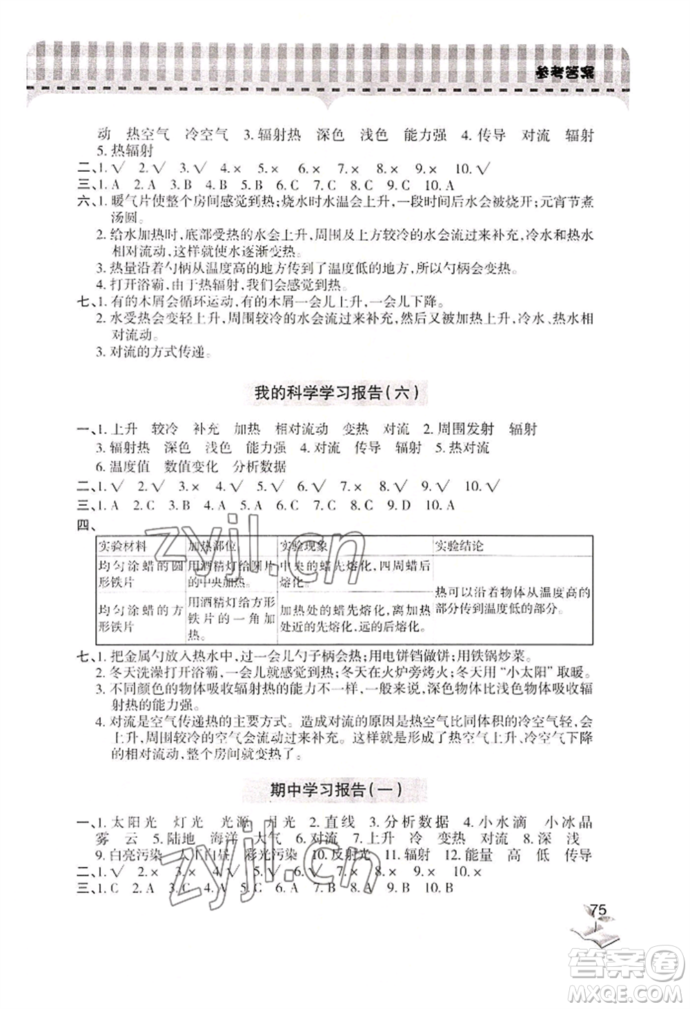 青島出版社2022新課堂學(xué)習(xí)與探究五年級上冊科學(xué)人教版參考答案