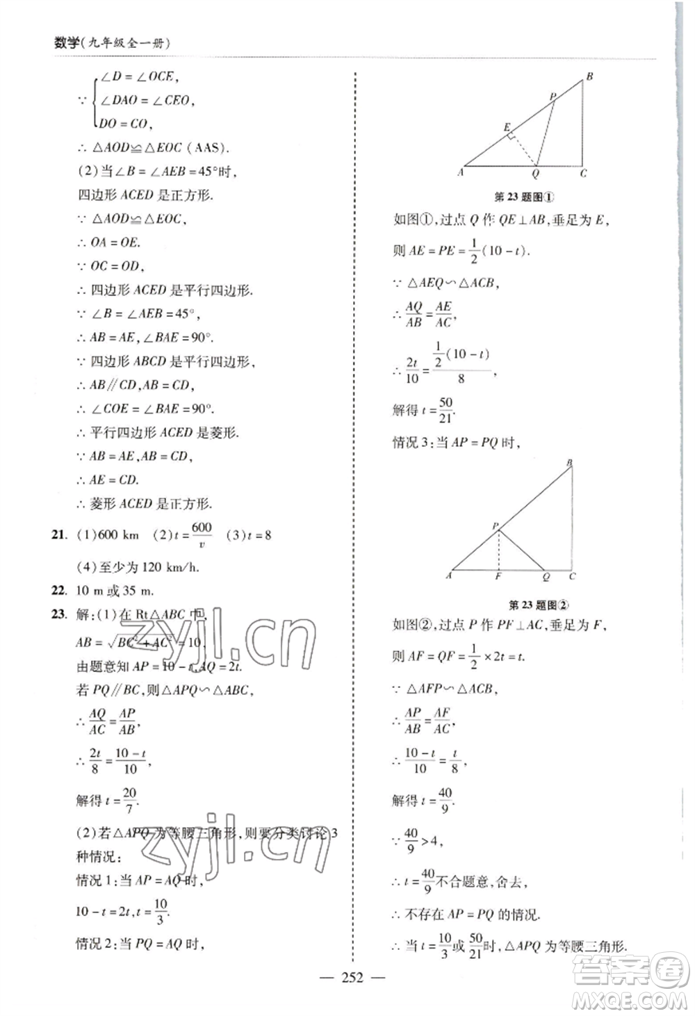 青島出版社2022新課堂學(xué)習(xí)與探究九年級(jí)數(shù)學(xué)人教版參考答案