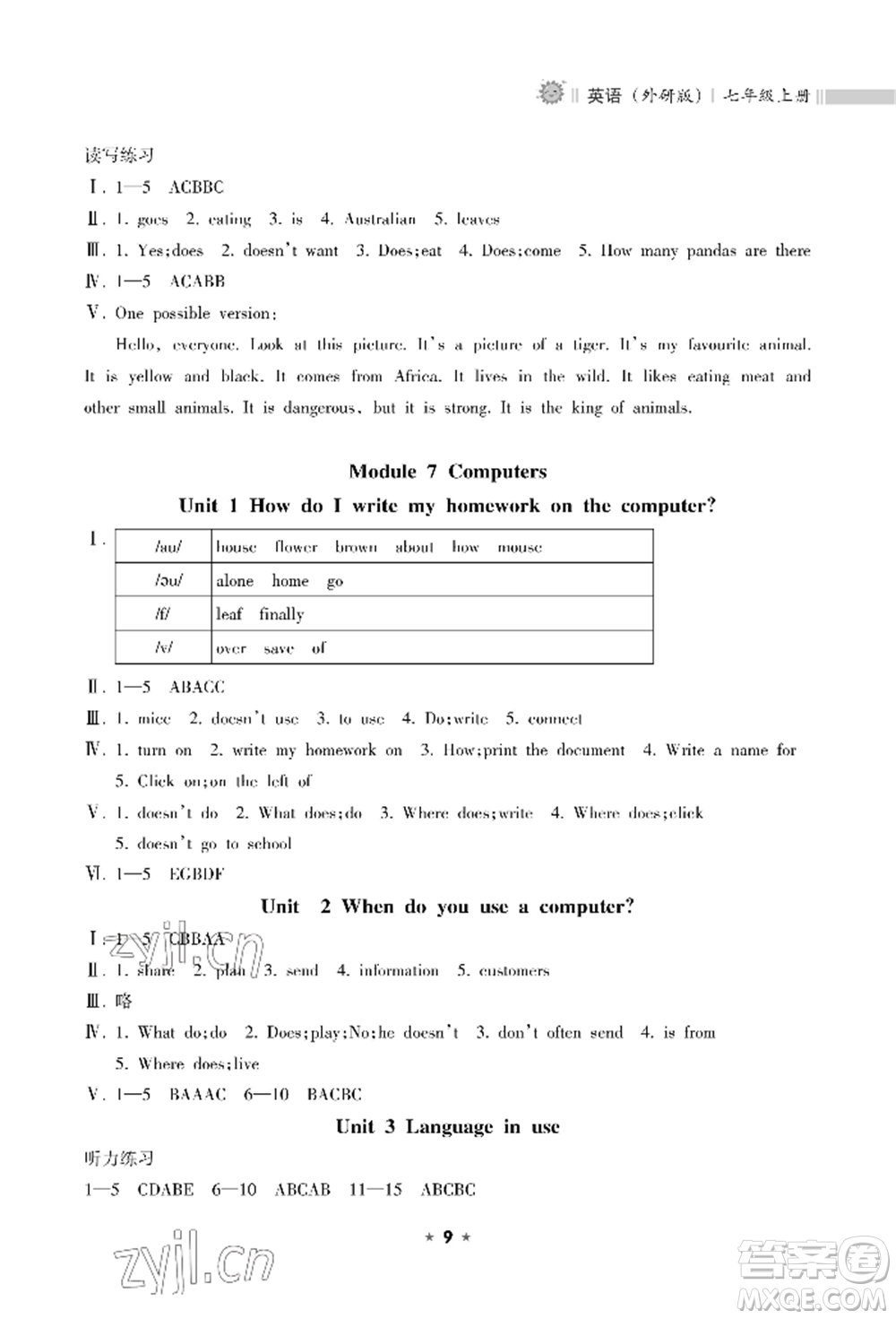 海南出版社2022新課程課堂同步練習(xí)冊(cè)七年級(jí)上冊(cè)英語(yǔ)外研版參考答案