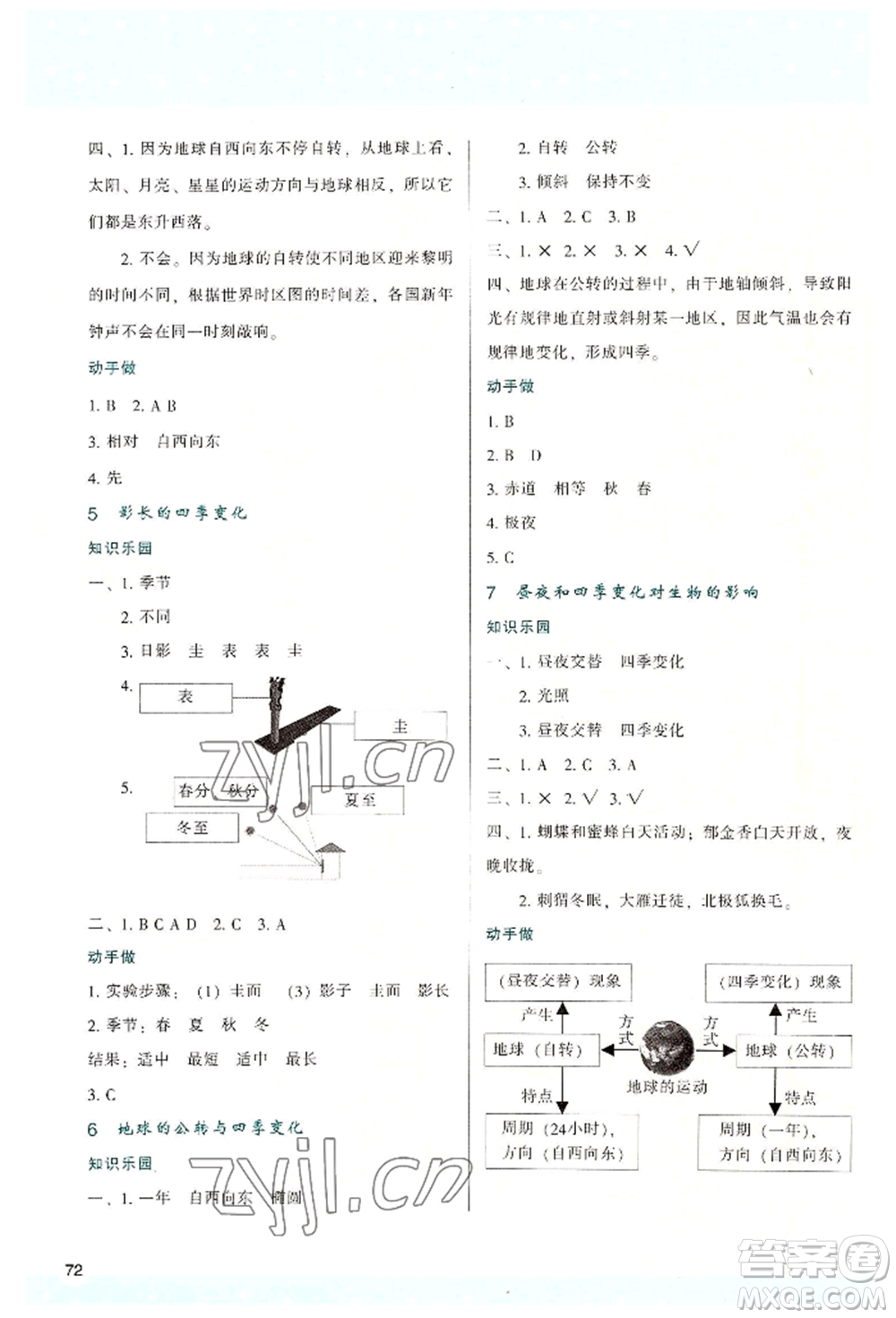 陜西人民教育出版社2022新課程學(xué)習(xí)與評(píng)價(jià)六年級(jí)上冊(cè)科學(xué)教科版參考答案