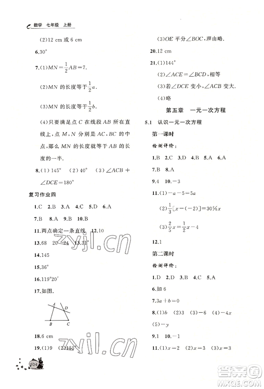 山東友誼出版社2022伴你學(xué)新課程助學(xué)叢書七年級上冊數(shù)學(xué)北師大版參考答案