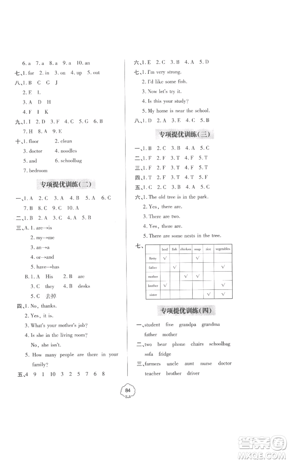 青島出版社2022新課堂同步學(xué)習(xí)與探究提優(yōu)訓(xùn)練四年級(jí)上冊英語人教版參考答案