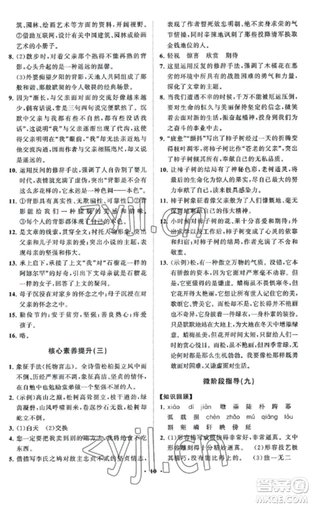 山東教育出版社2022初中同步練習(xí)冊(cè)分層卷八年級(jí)語(yǔ)文上冊(cè)人教版五四制參考答案