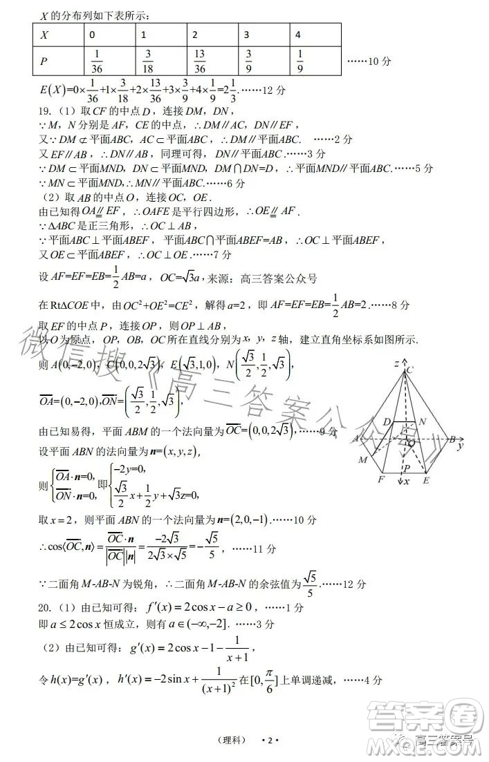 開封市2023屆高三年級(jí)第一次模擬考試?yán)砜茢?shù)學(xué)試卷答案