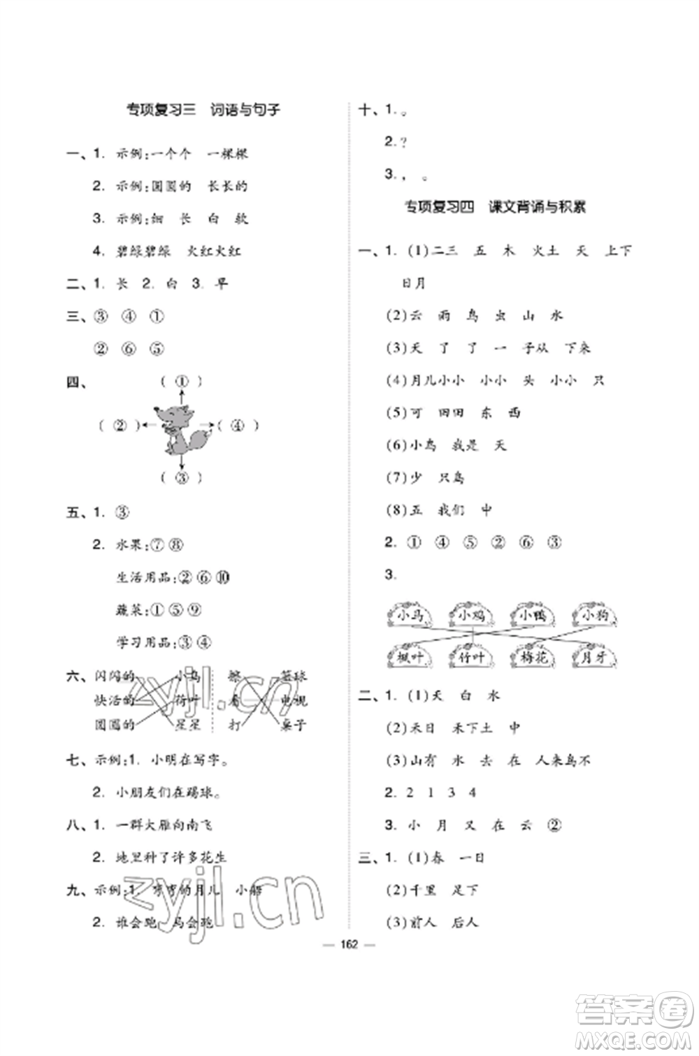 山東科學(xué)技術(shù)出版社2022新思維伴你學(xué)達標(biāo)測試卷一年級語文上冊人教版參考答案