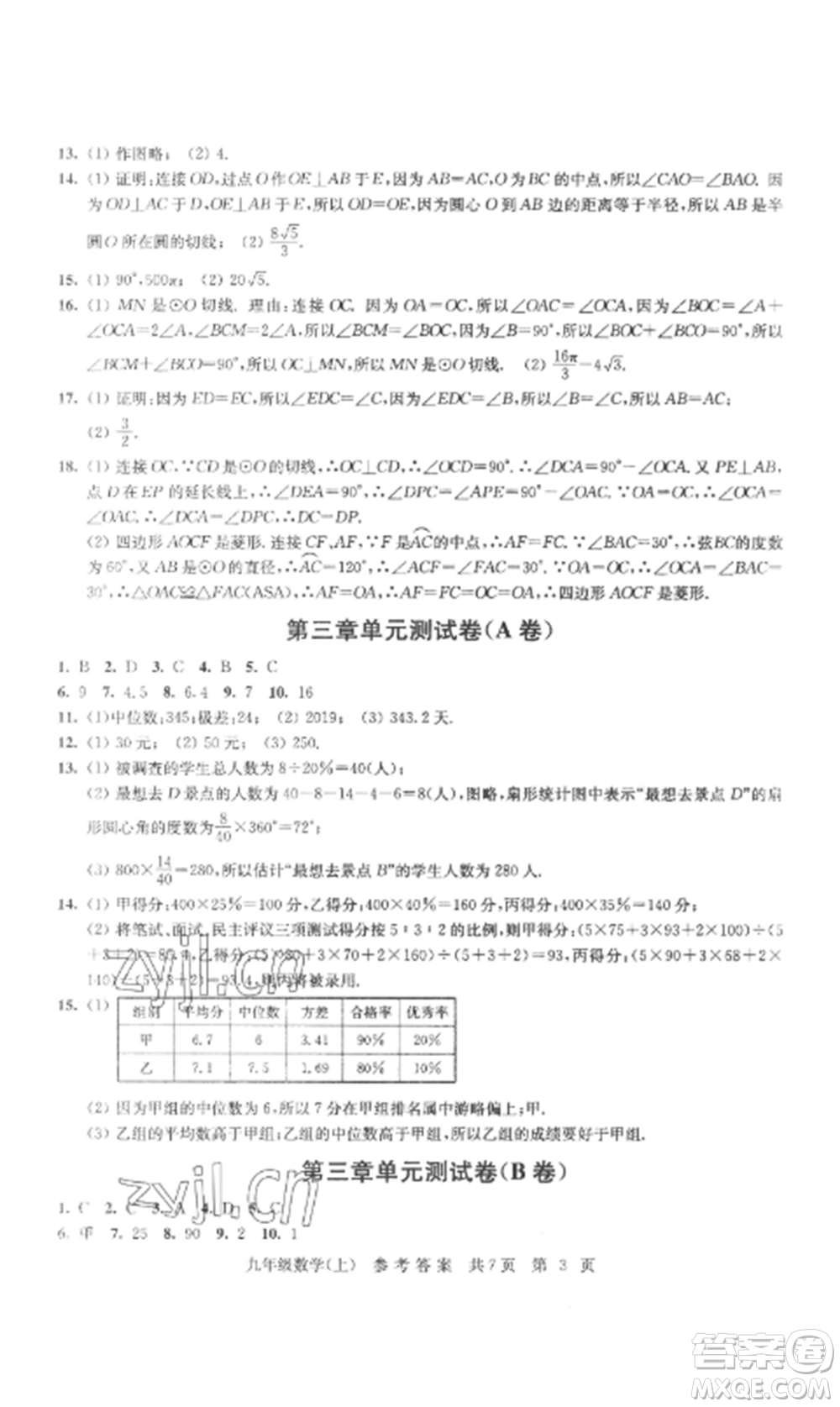南京出版社2022伴你學(xué)單元達標測試卷九年級數(shù)學(xué)上冊蘇科版參考答案
