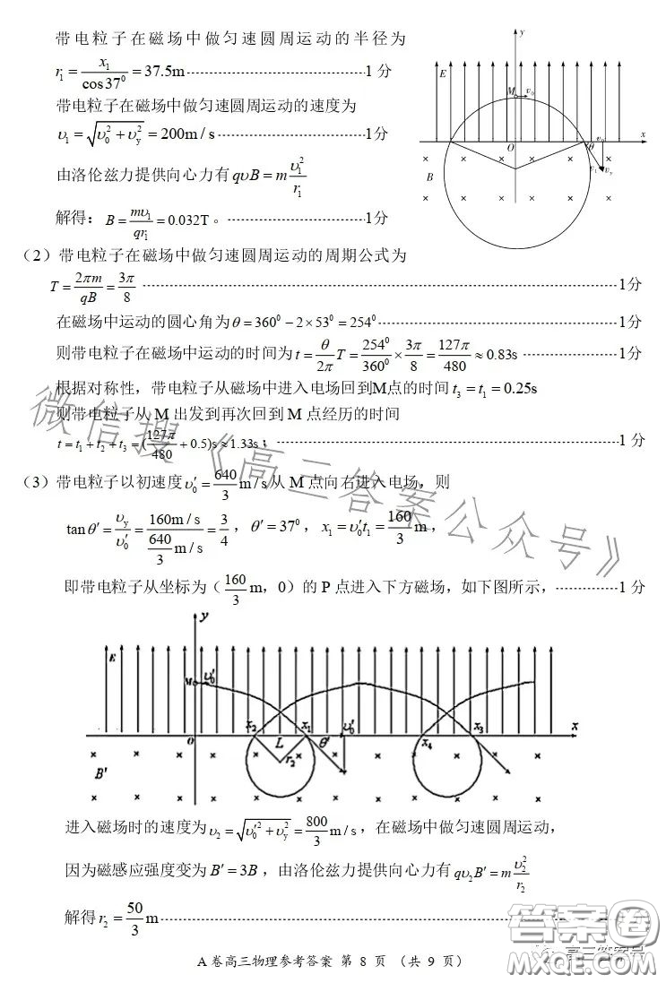 2022-2023學(xué)年全國重點(diǎn)高中新百年競優(yōu)聯(lián)考高三物理A試卷答案