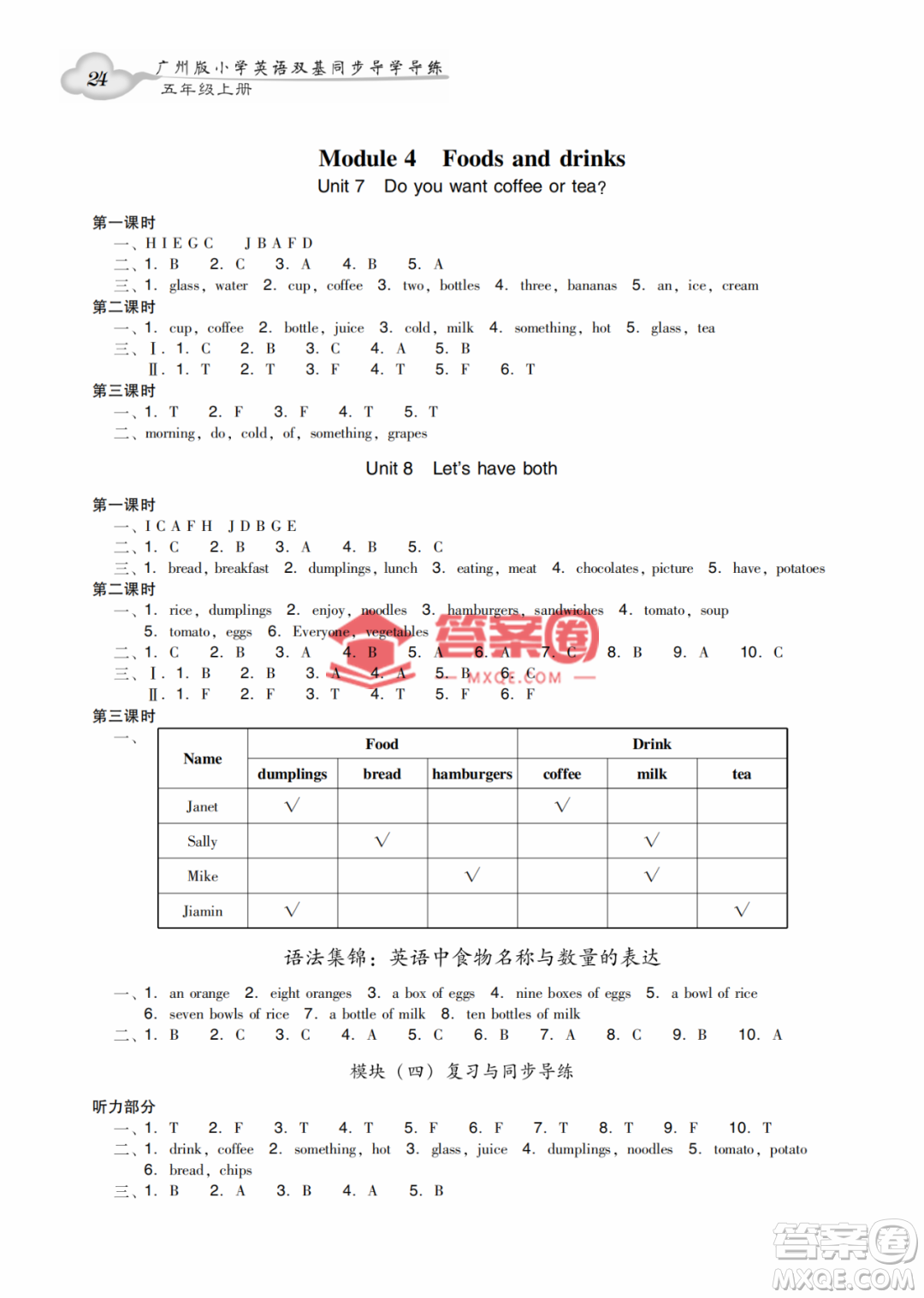 新世紀(jì)出版社2022雙基同步導(dǎo)學(xué)導(dǎo)練五年級英語上冊教科版廣州專版答案