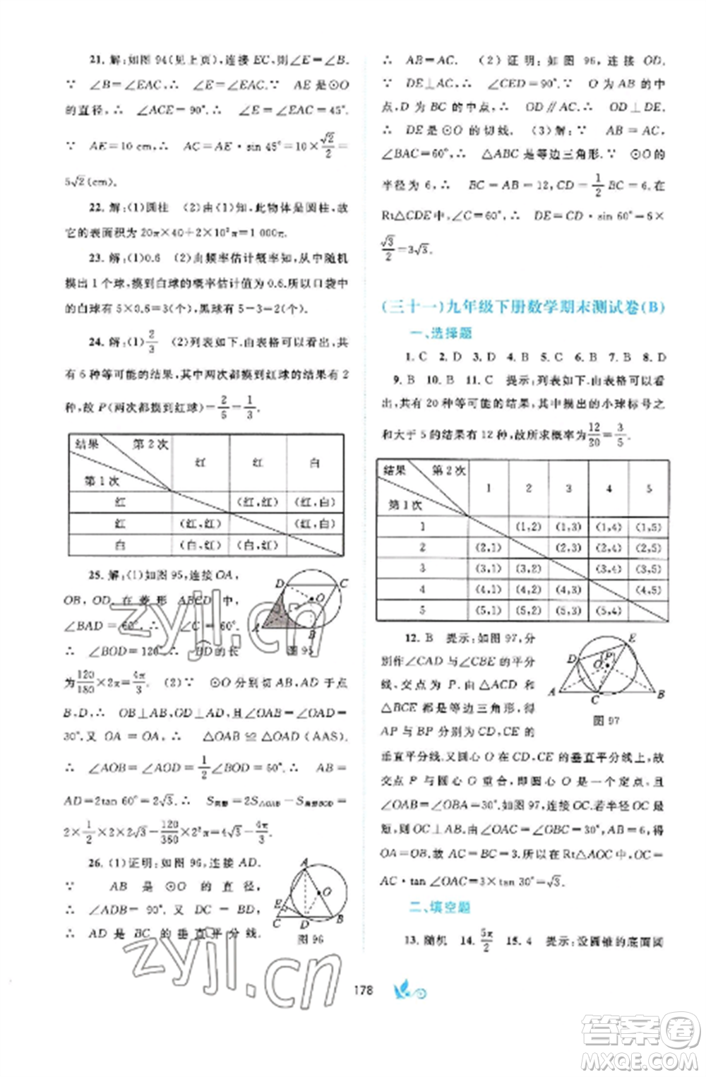 廣西師范大學(xué)出版社2022新課程學(xué)習(xí)與測(cè)評(píng)單元雙測(cè)九年級(jí)數(shù)學(xué)全冊(cè)滬科版C版參考答案