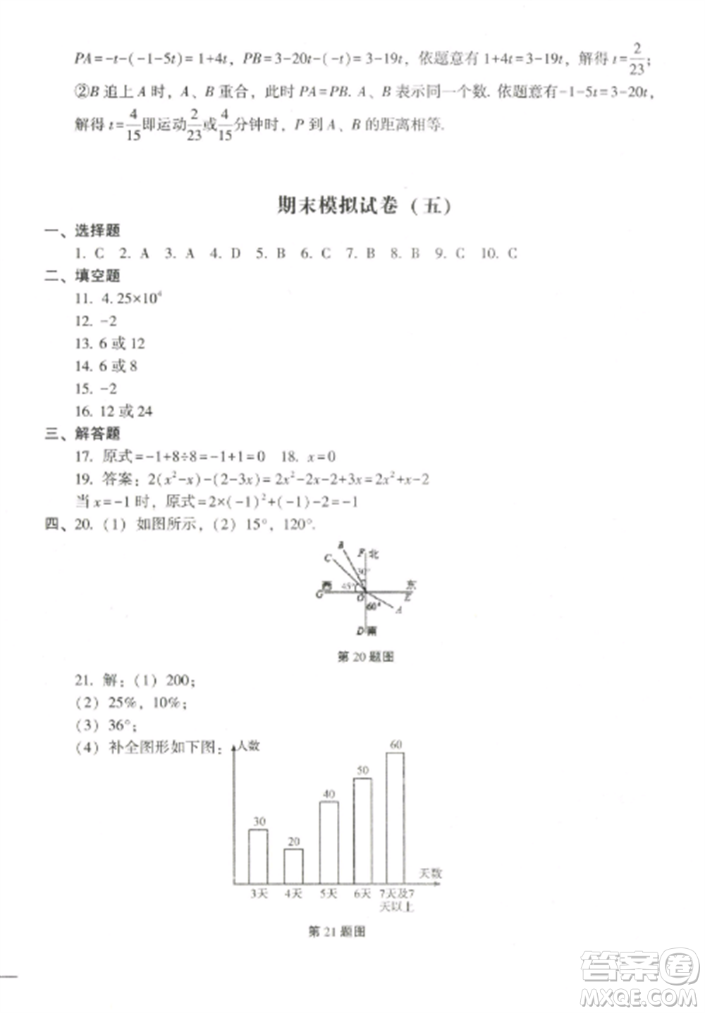 沈陽(yáng)出版社2022期末沖刺必備模擬試卷七年級(jí)數(shù)學(xué)上冊(cè)北師大版參考答案