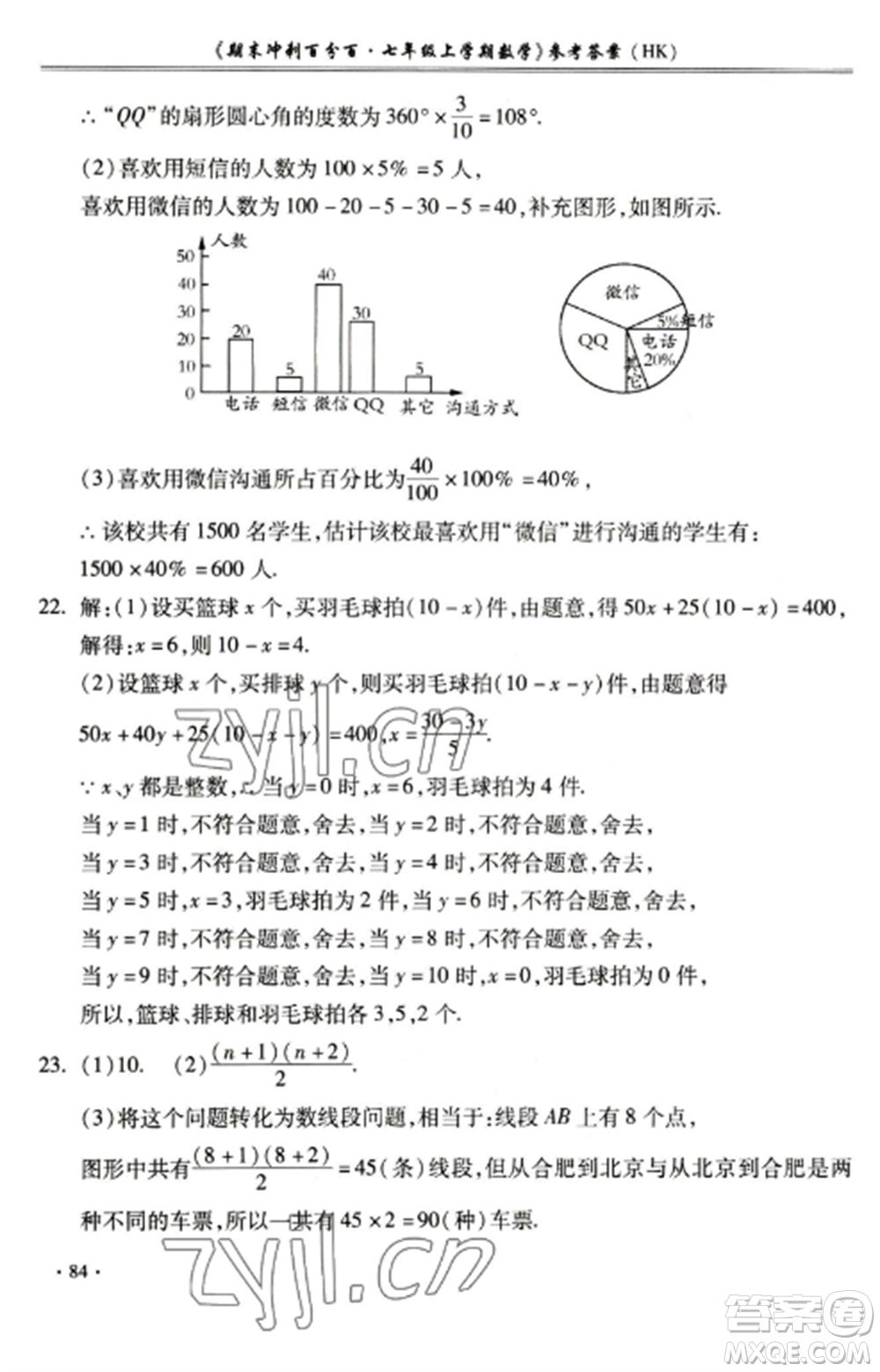 合肥工業(yè)大學出版社2022期末沖刺百分百七年級數(shù)學上冊滬科版參考答案