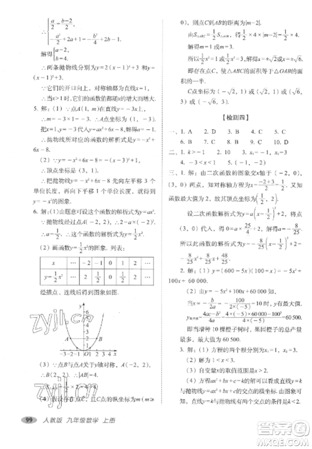長春出版社2022聚能闖關(guān)100分期末復(fù)習(xí)沖刺卷九年級數(shù)學(xué)上冊人教版參考答案