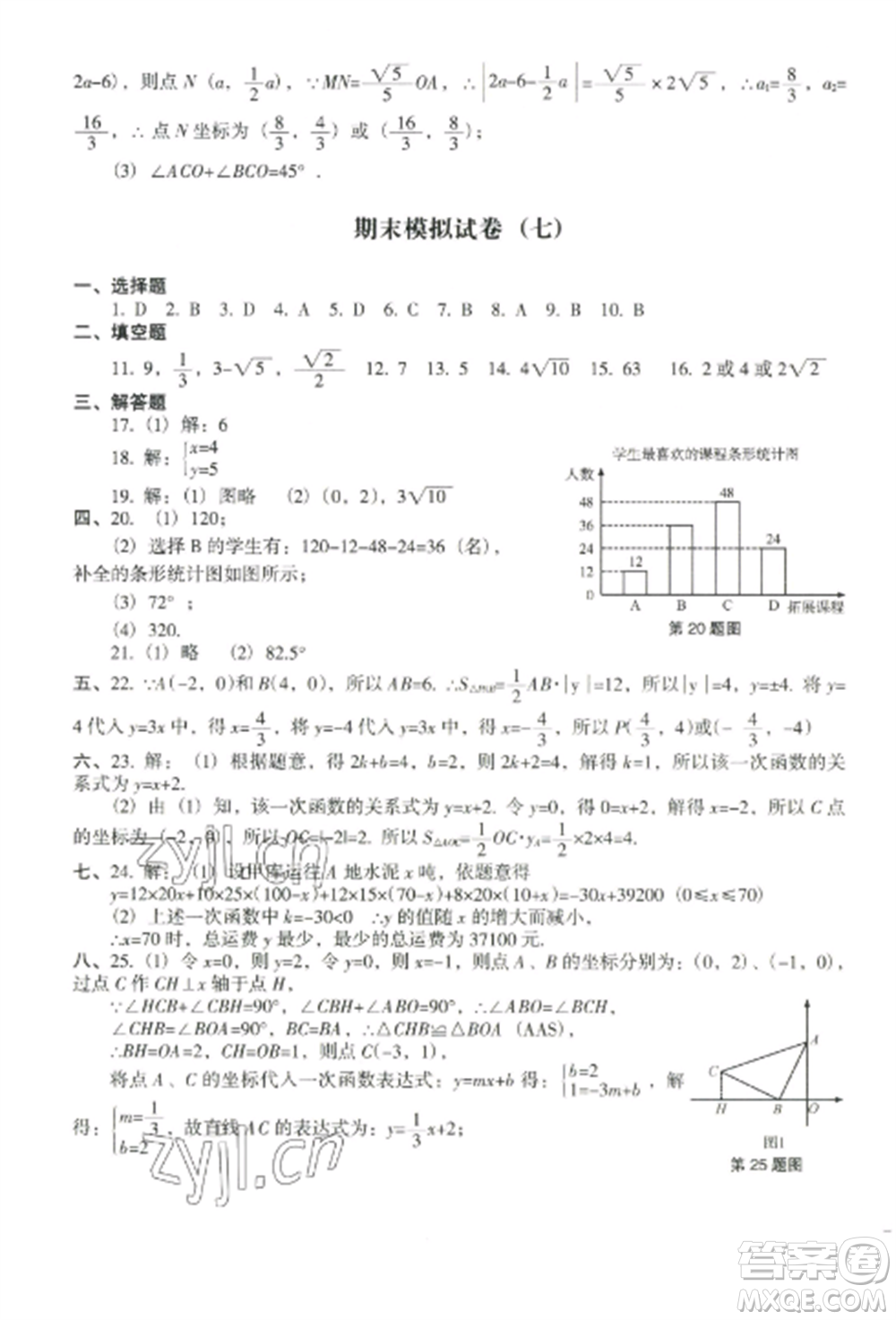 沈陽出版社2022期末沖刺必備模擬試卷八年級數(shù)學(xué)上冊北師大版參考答案