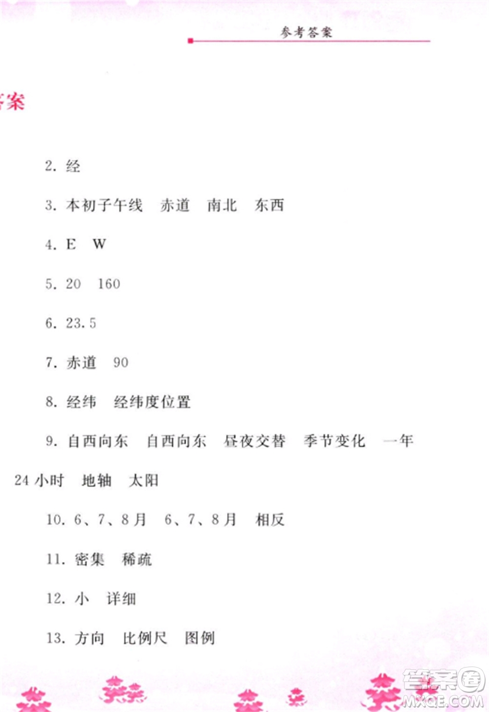 人民教育出版社2023寒假作業(yè)七年級(jí)地理全冊(cè)人教版參考答案