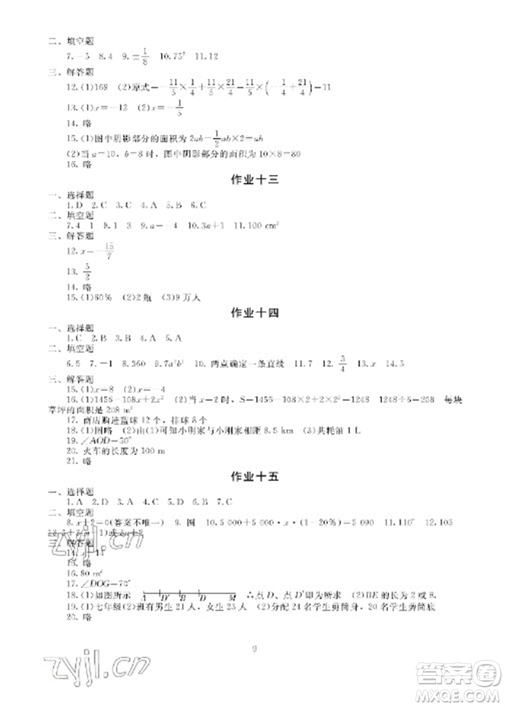 湖南少年兒童出版社2023寒假生活七年級主科合訂本通用版參考答案