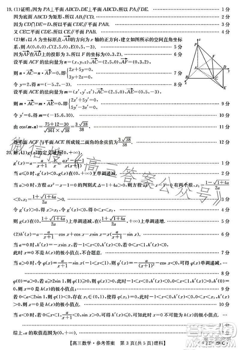 2023屆河南金太陽高三期末聯(lián)考23294C理科數(shù)學(xué)試卷答案