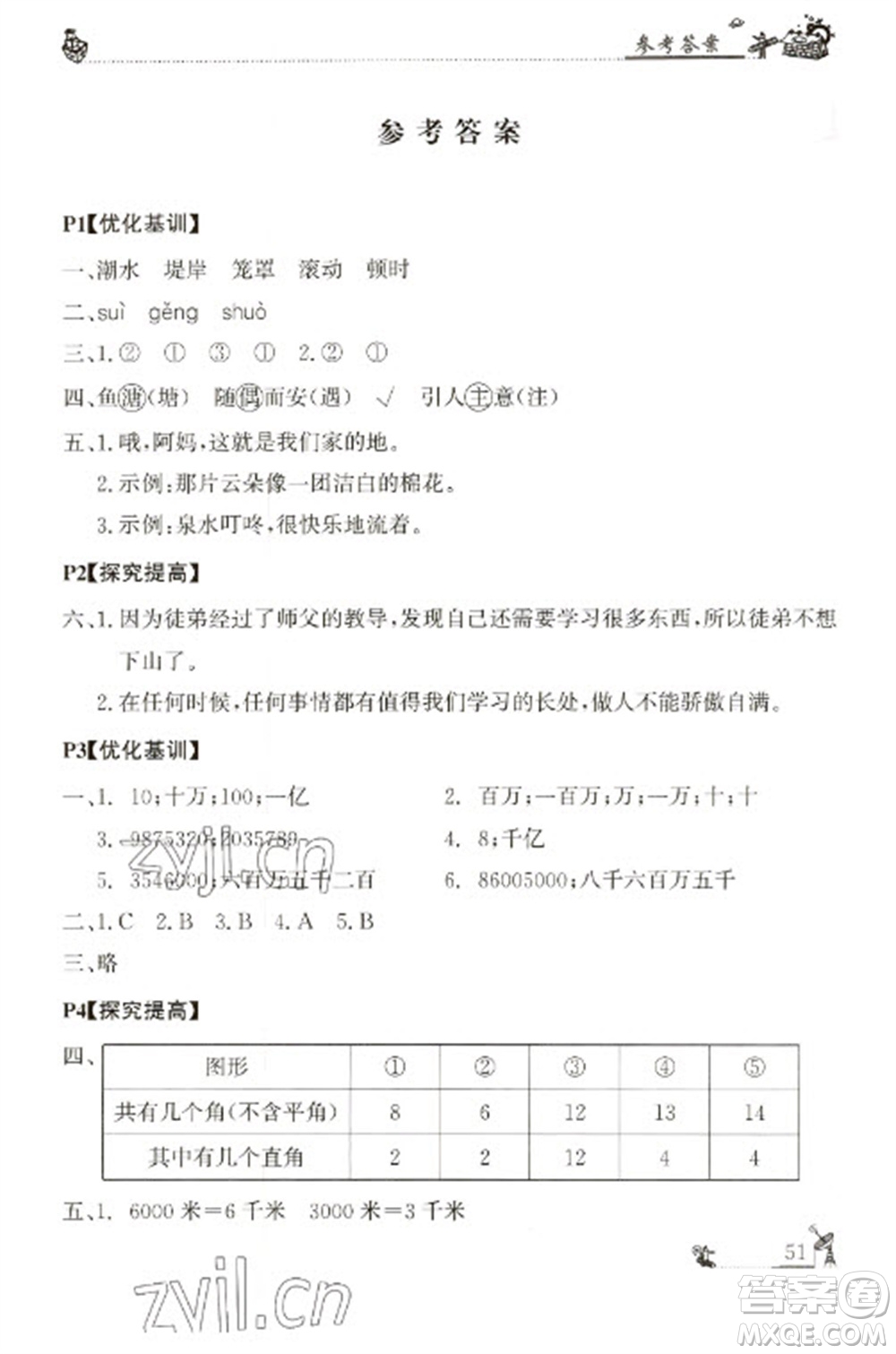 廣東科技出版社2023寒假學(xué)習(xí)樂(lè)園四年級(jí)語(yǔ)數(shù)外合訂本通用版參考答案