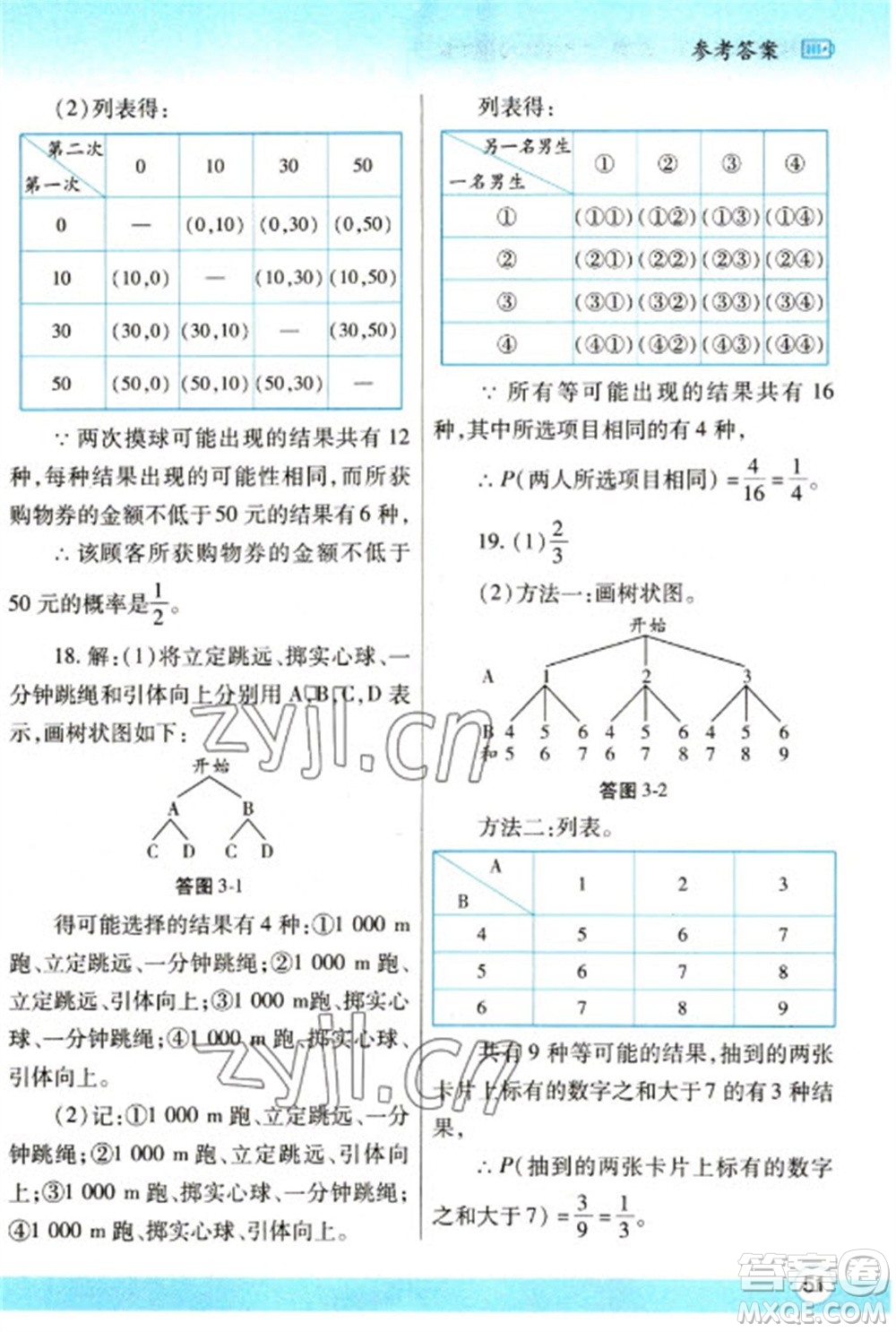 陜西師范大學(xué)出版總社2023寒假作業(yè)與生活九年級數(shù)學(xué)北師大版參考答案