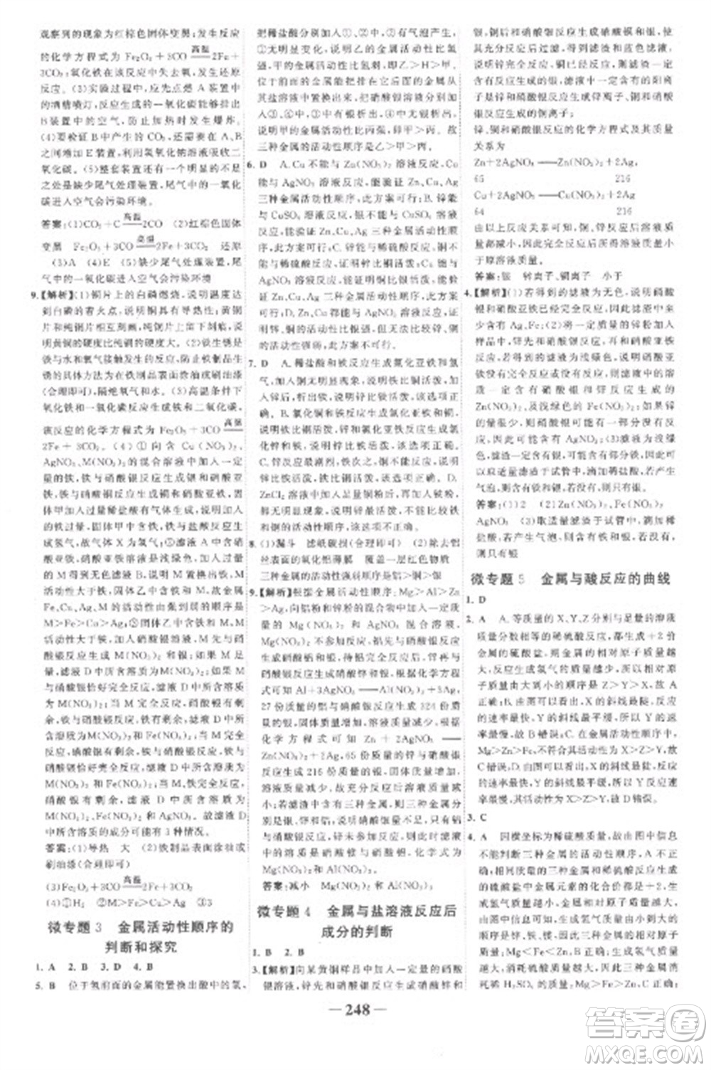 未來出版社2023世紀(jì)金榜初中全程復(fù)習(xí)方略九年級化學(xué)人教版參考答案