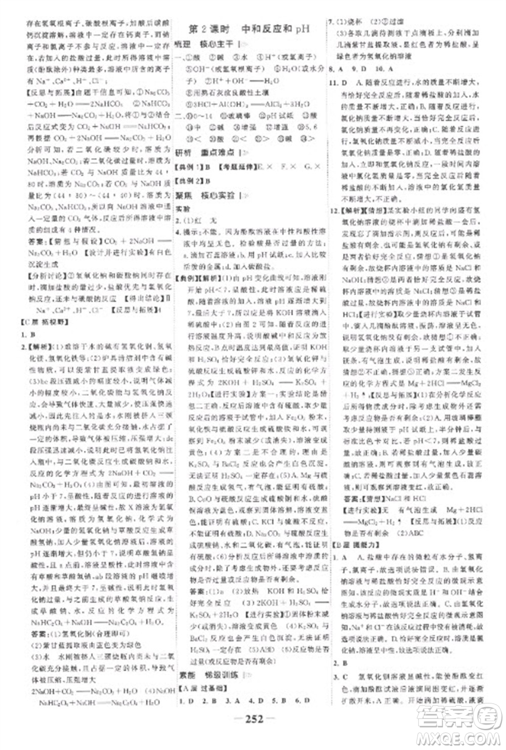 未來出版社2023世紀(jì)金榜初中全程復(fù)習(xí)方略九年級化學(xué)人教版參考答案