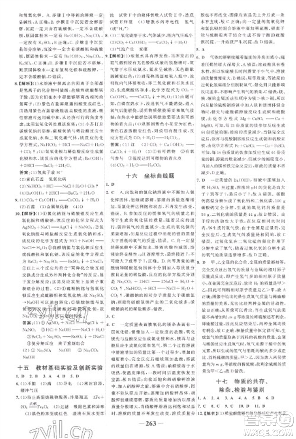 未來出版社2023世紀(jì)金榜初中全程復(fù)習(xí)方略九年級化學(xué)人教版參考答案