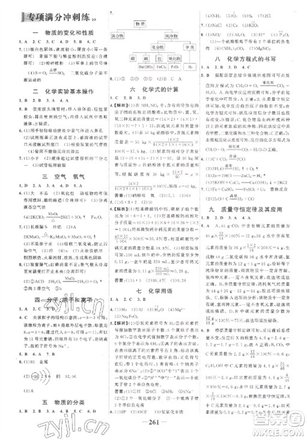 未來出版社2023世紀(jì)金榜初中全程復(fù)習(xí)方略九年級化學(xué)人教版參考答案