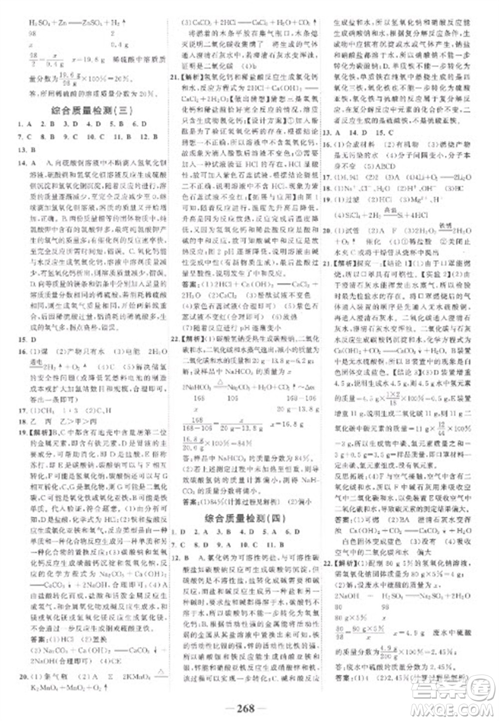 未來出版社2023世紀(jì)金榜初中全程復(fù)習(xí)方略九年級化學(xué)人教版參考答案