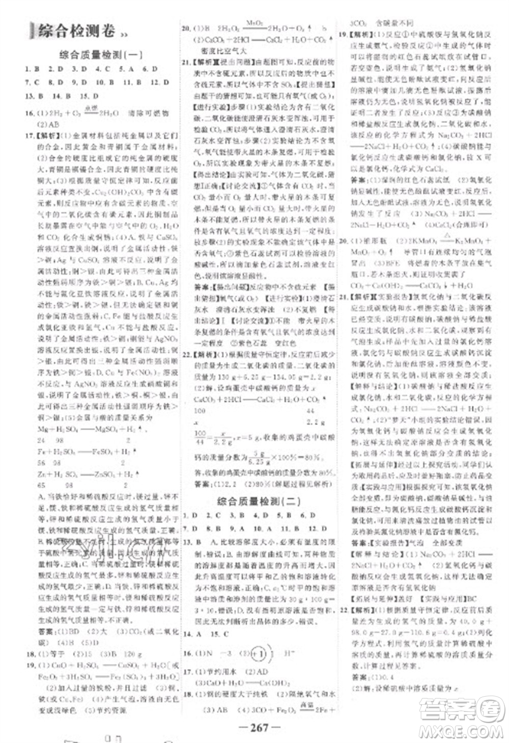 未來出版社2023世紀(jì)金榜初中全程復(fù)習(xí)方略九年級化學(xué)人教版參考答案