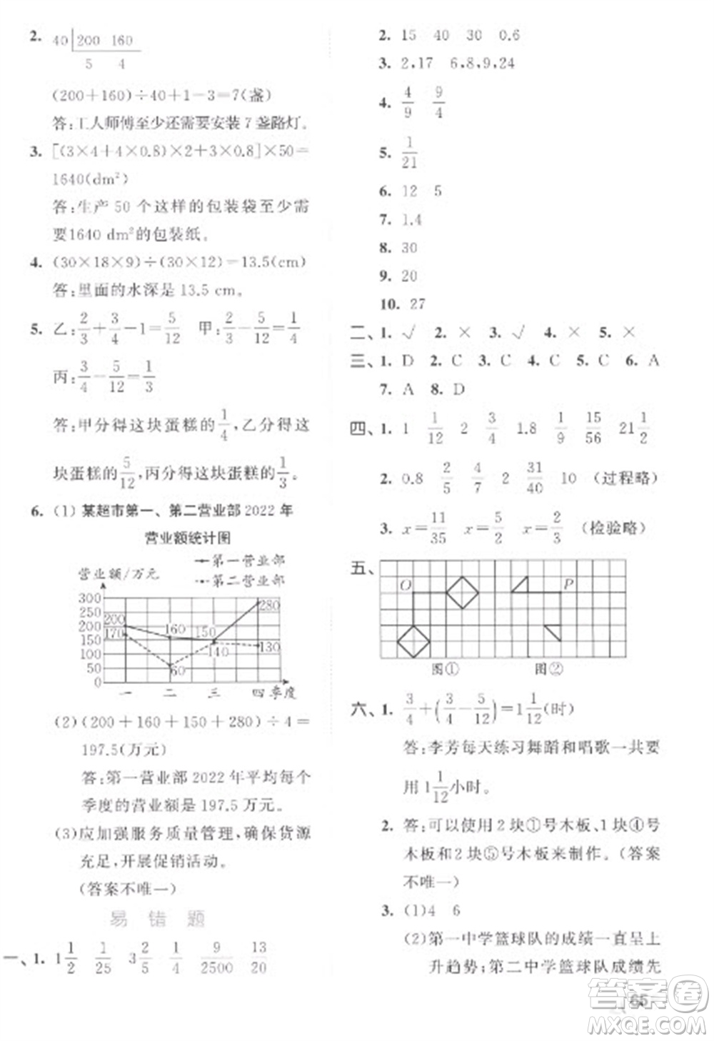 西安出版社2023春季53全優(yōu)卷五年級下冊數(shù)學人教版參考答案