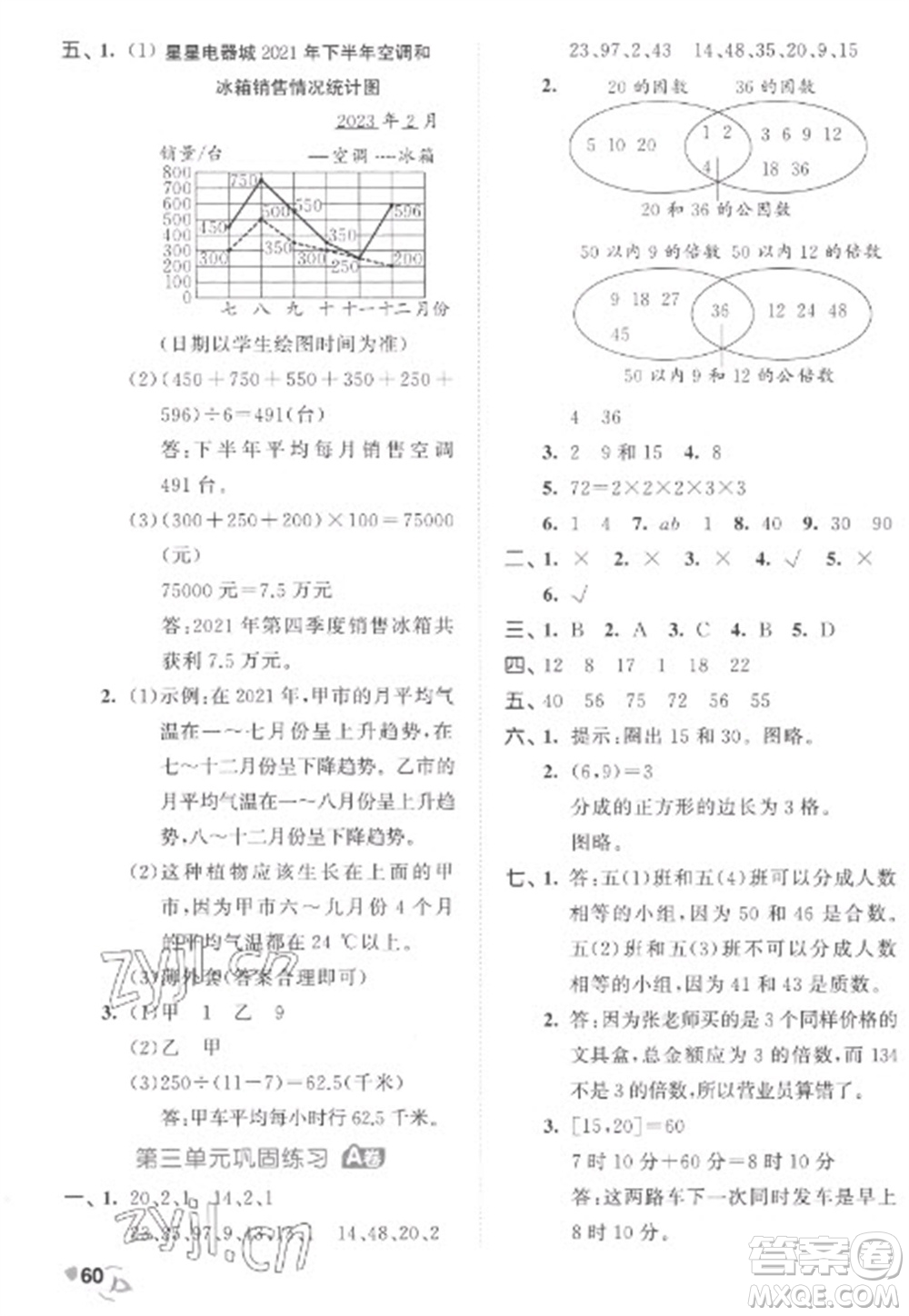 西安出版社2023春季53全優(yōu)卷五年級(jí)下冊(cè)數(shù)學(xué)蘇教版參考答案