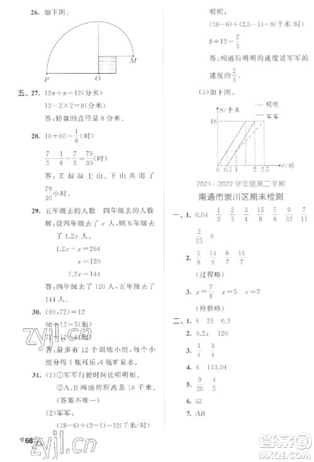 西安出版社2023春季53全優(yōu)卷五年級(jí)下冊(cè)數(shù)學(xué)蘇教版參考答案