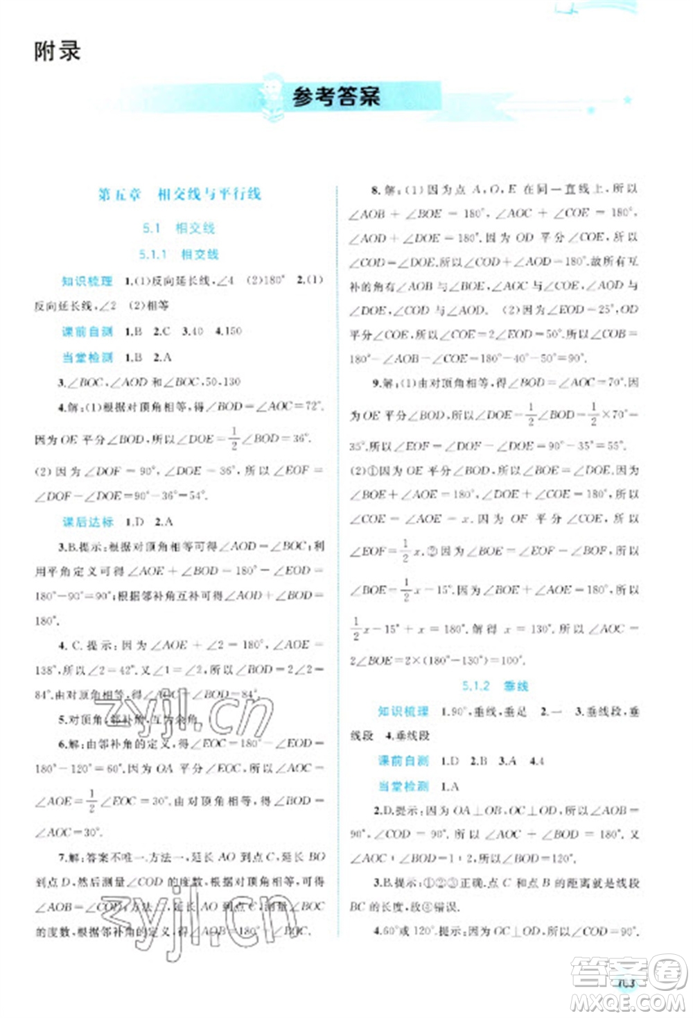 廣西教育出版社2023新課程學習與測評同步學習七年級下冊數(shù)學人教版參考答案