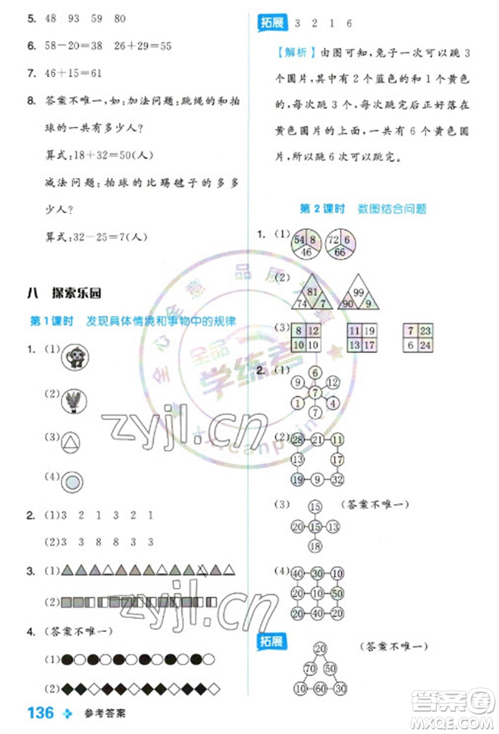 開(kāi)明出版社2023全品學(xué)練考一年級(jí)下冊(cè)數(shù)學(xué)冀教版參考答案
