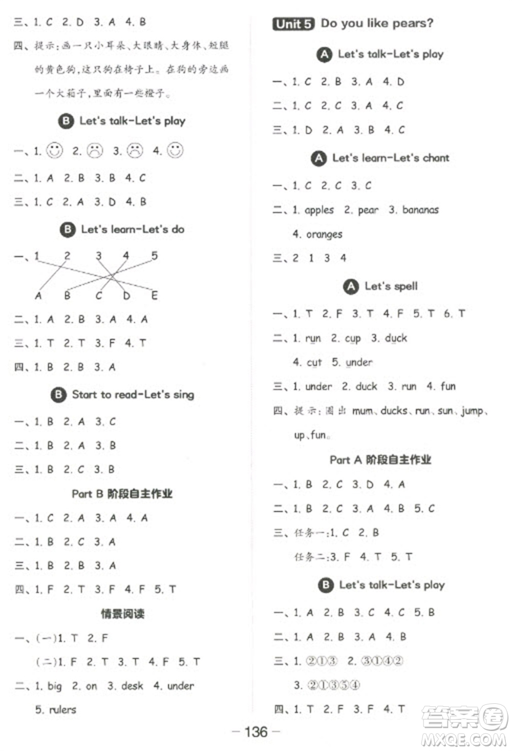 開明出版社2023全品學(xué)練考三年級(jí)下冊(cè)英語人教PEP版參考答案