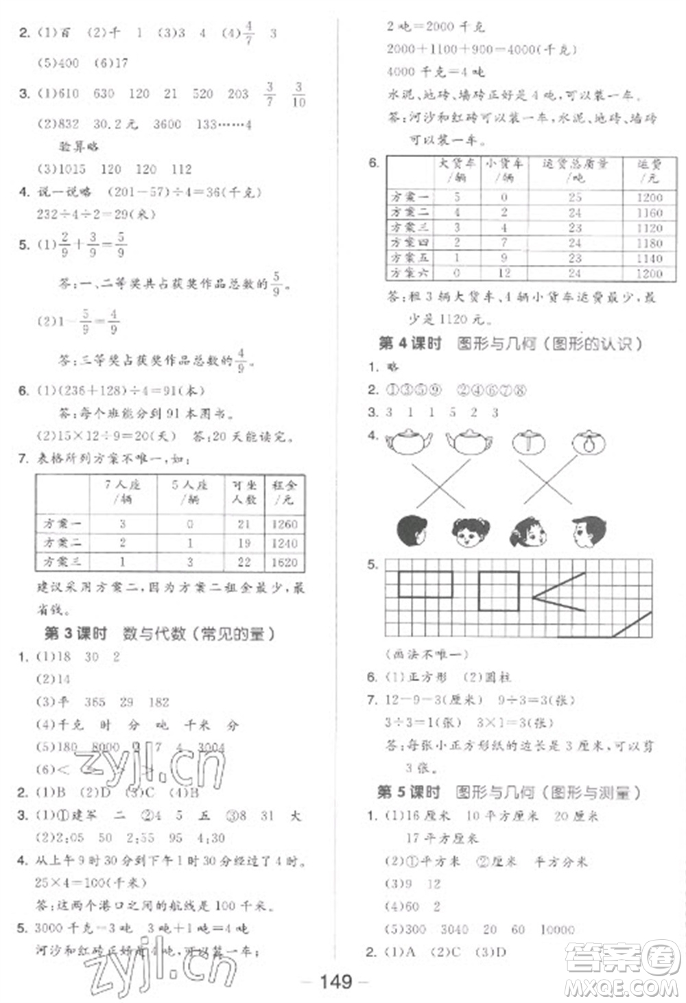 開明出版社2023全品學練考三年級下冊數(shù)學北師大版參考答案